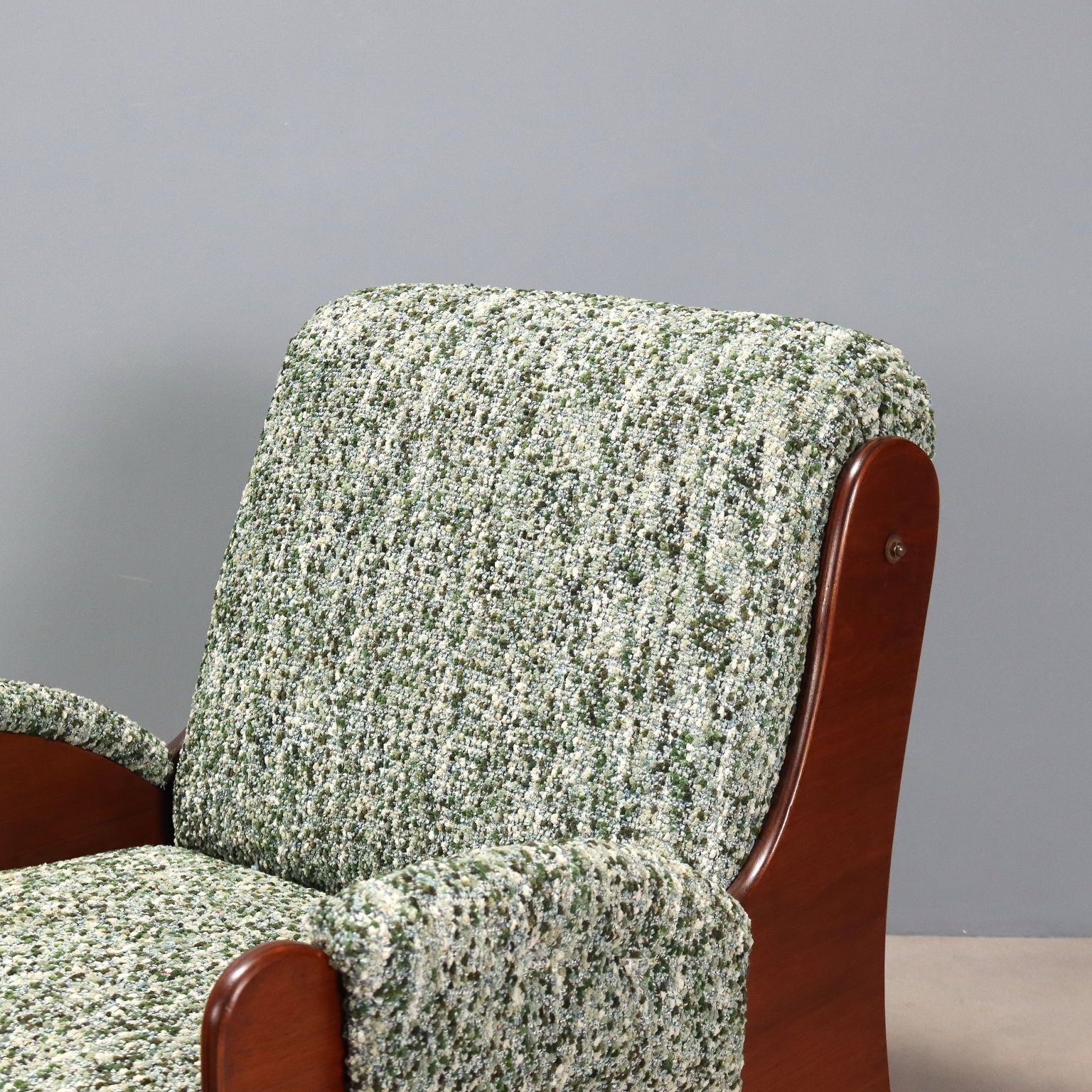 Fauteuils vintage en bois et tissu, design italien, années 1960 photo 2370.0