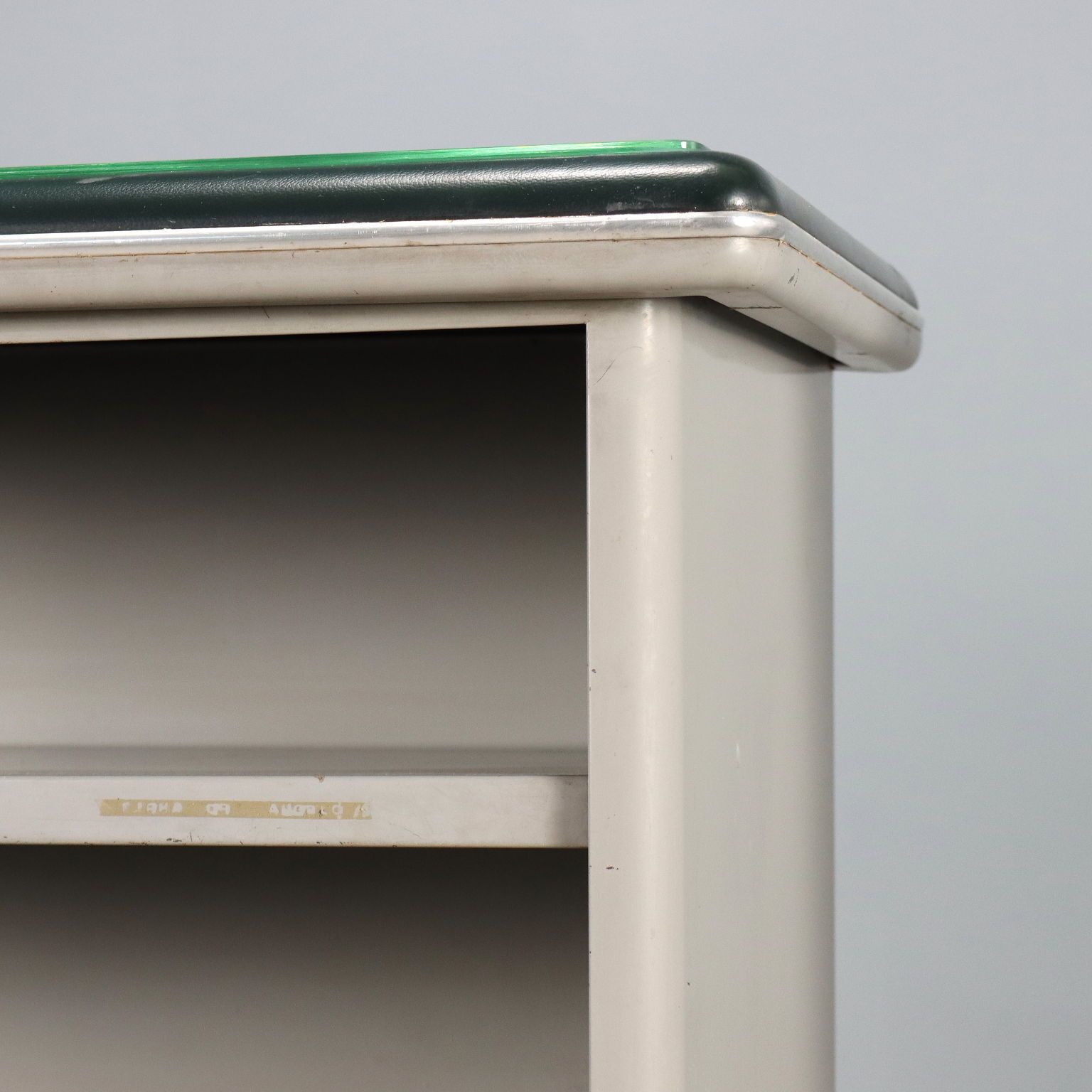 Vintage Small Bookcase Metal Leatherette Glass Design 1960s photo 450.0