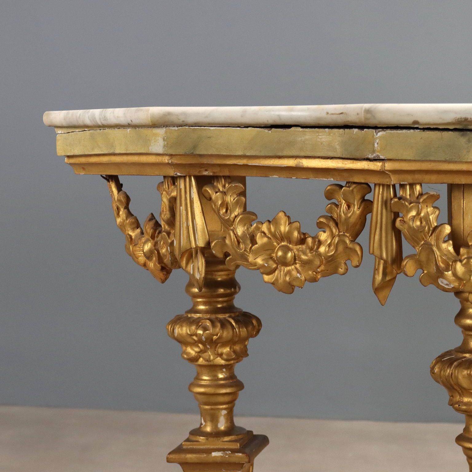 Antique Eclectic Console Carved Gilded Wood Italy XIX Century photo 8980.0