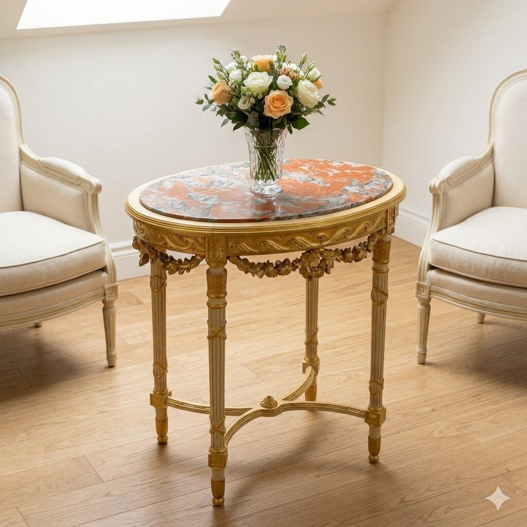 Table centrale de style néoclassique en bois sculpté, XIXe siècle photo furniture