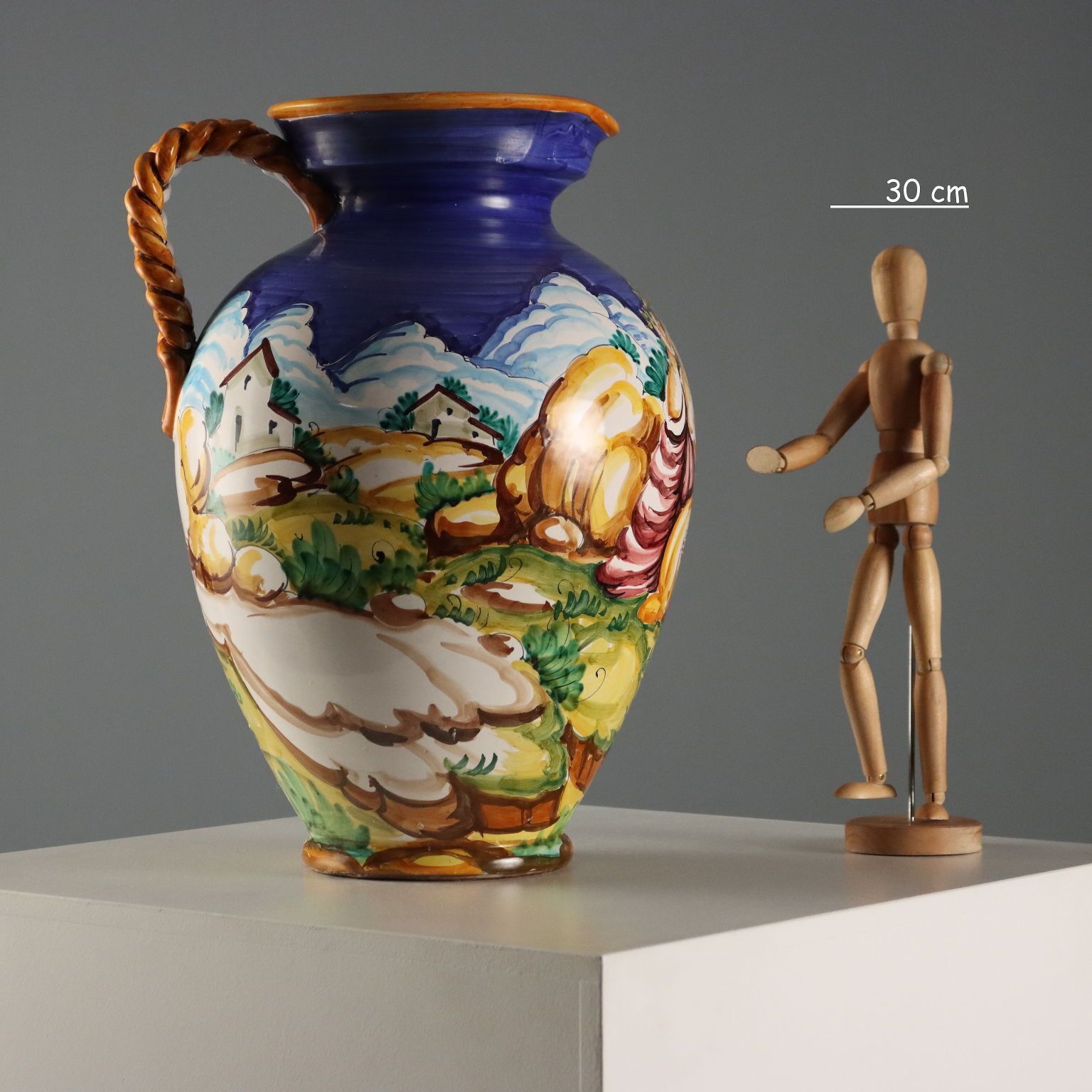 Antique Majolica Amphora Taccini Manufacture Italy XX Century photo furniture