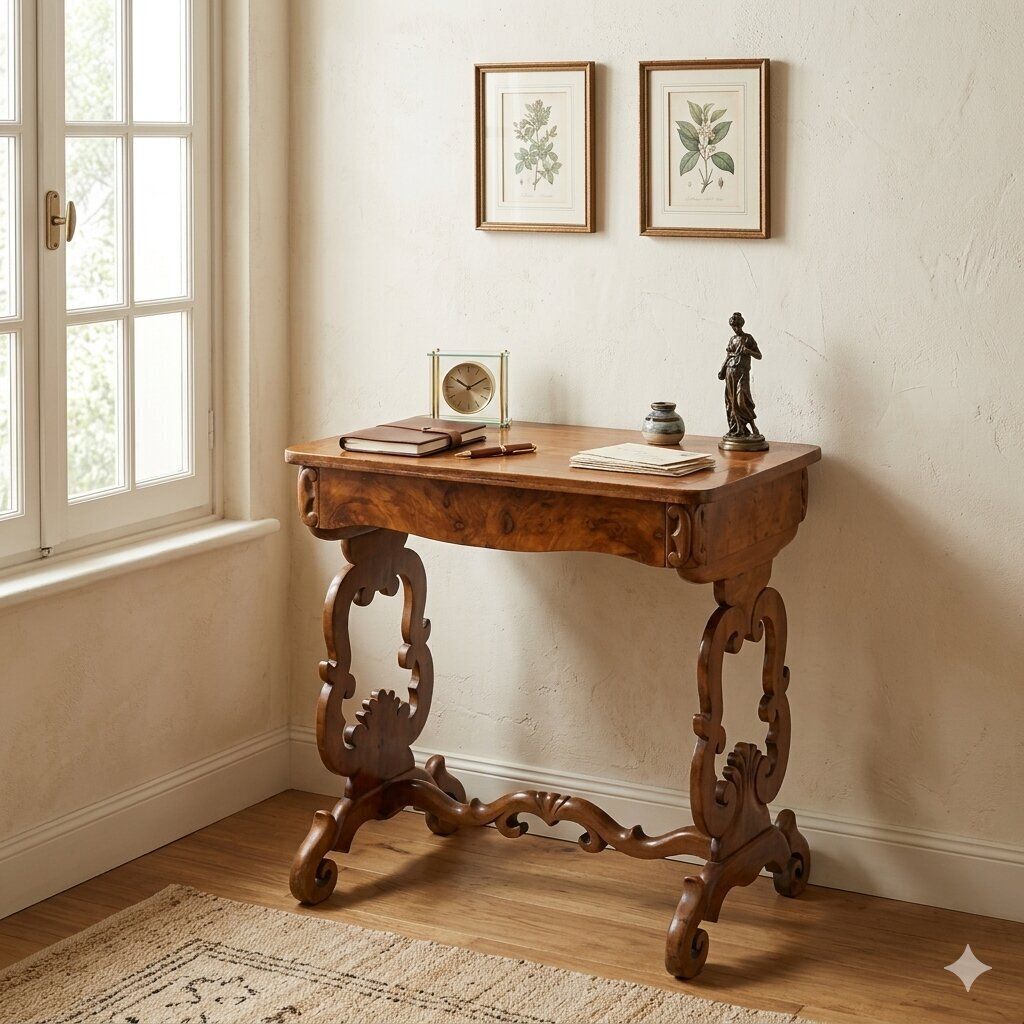 Bureau d'époque Louis-Philippe en noyer, Italie, XIXe siècle photo furniture