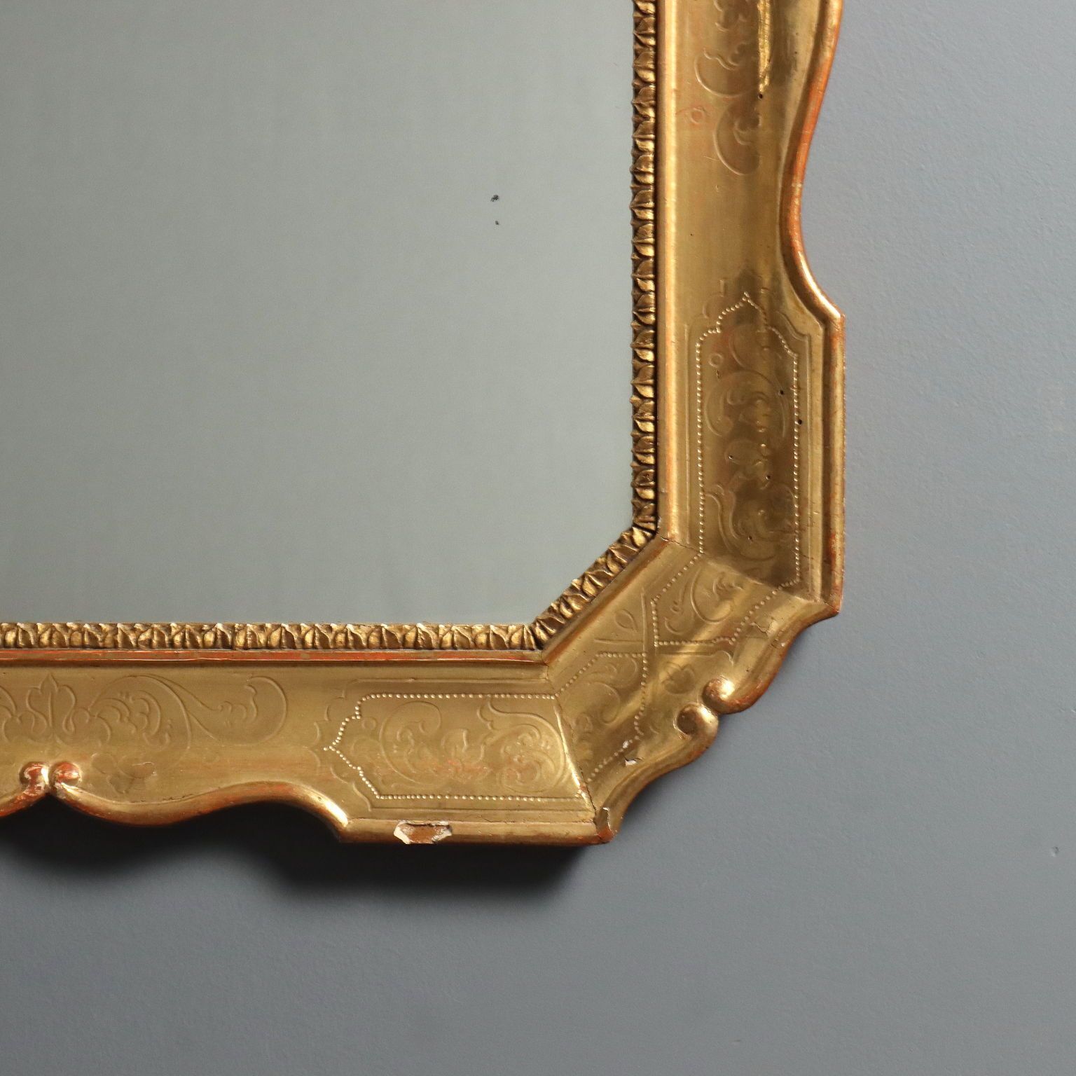 Antique Mirror Carved Gilded Wood France XX Century photo vintage