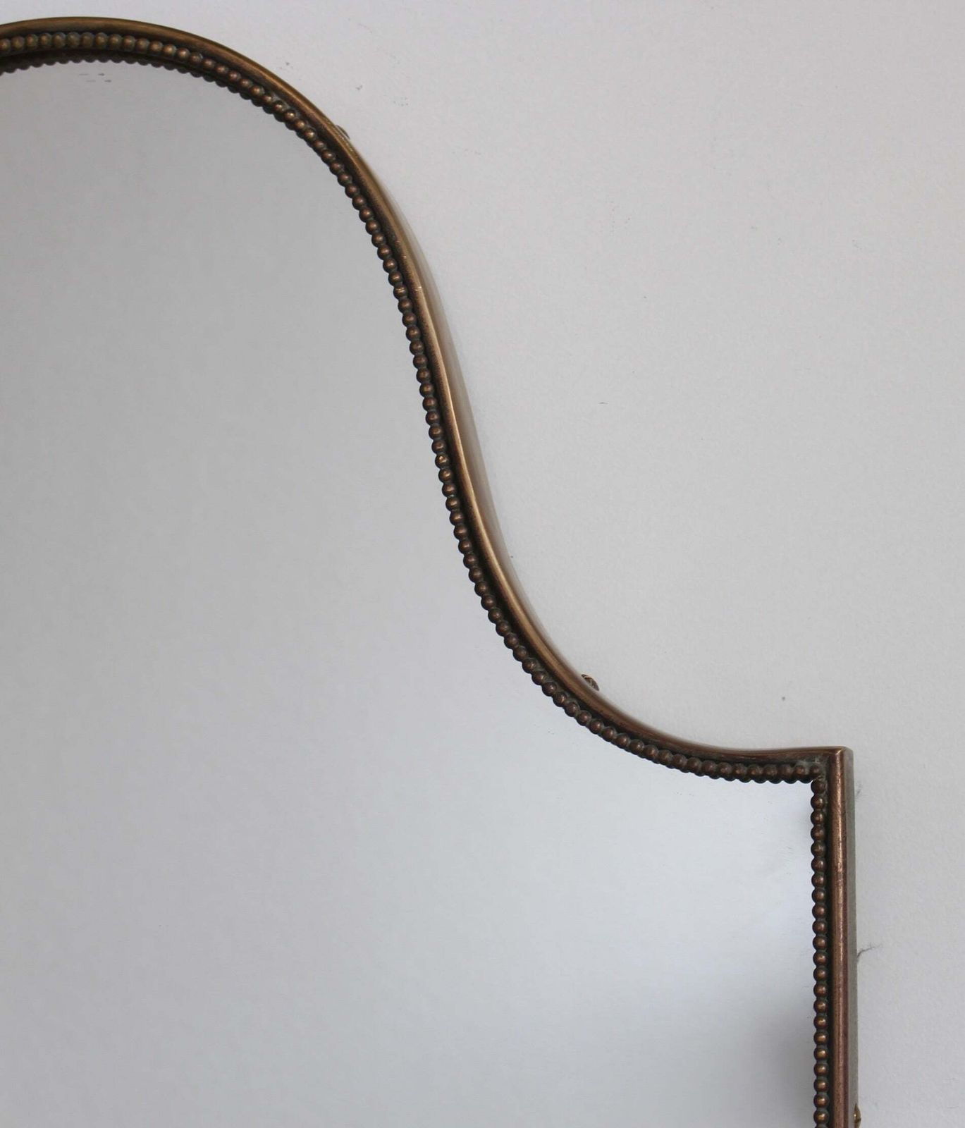 Mid Century Italian Wall Mirror With Brass Frame And Beading (Circa 1960s) photo vinterior