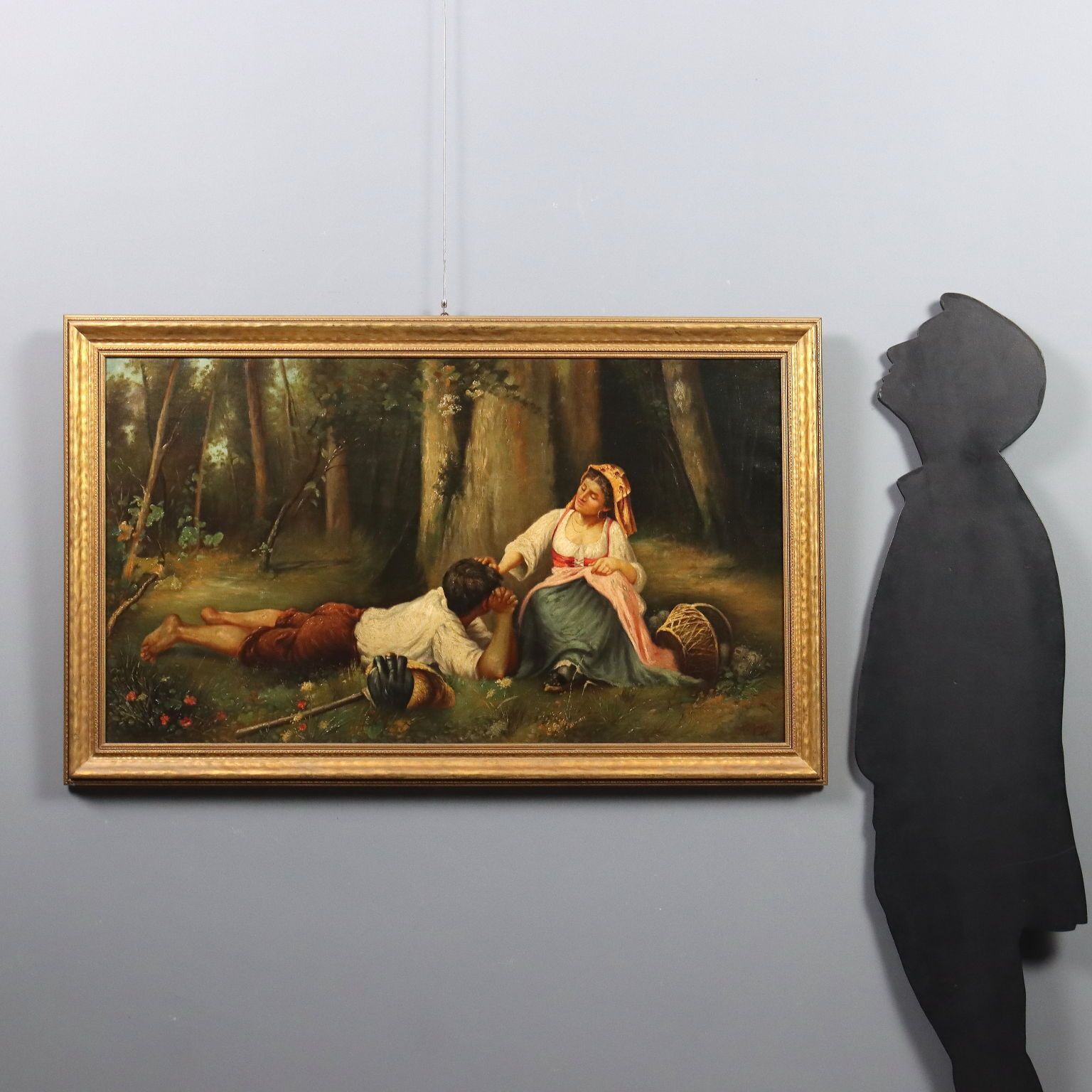 Antique Painting Rest On The Meadow Oil On Canvas XX Century photo furniture