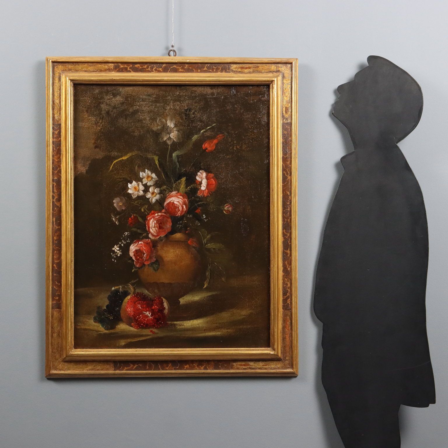 Antique Painting Still Life And Flowers Oil On Canvas XVIII Century photo furniture