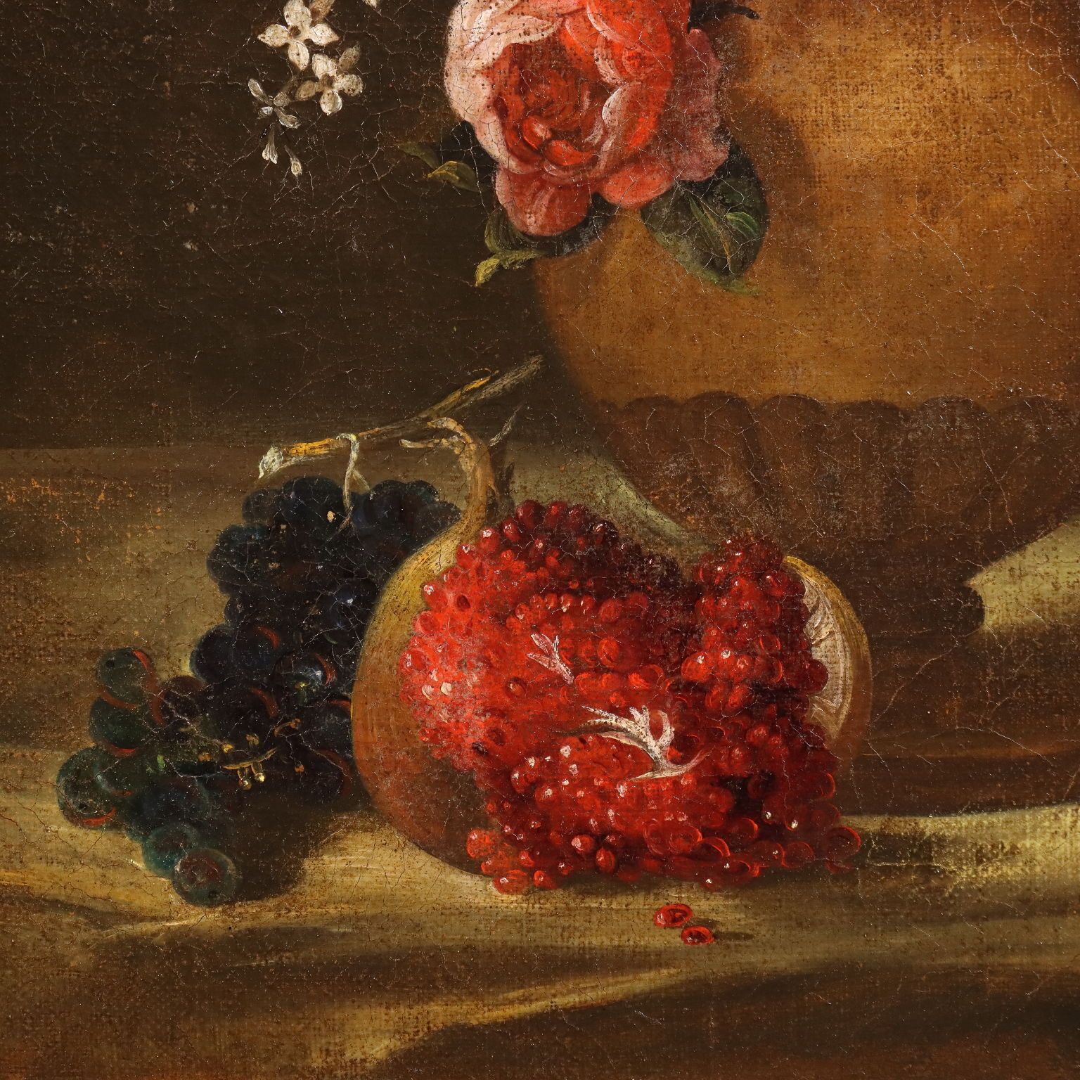 Antique Painting Still Life And Flowers Oil On Canvas XVIII Century photo vinterior