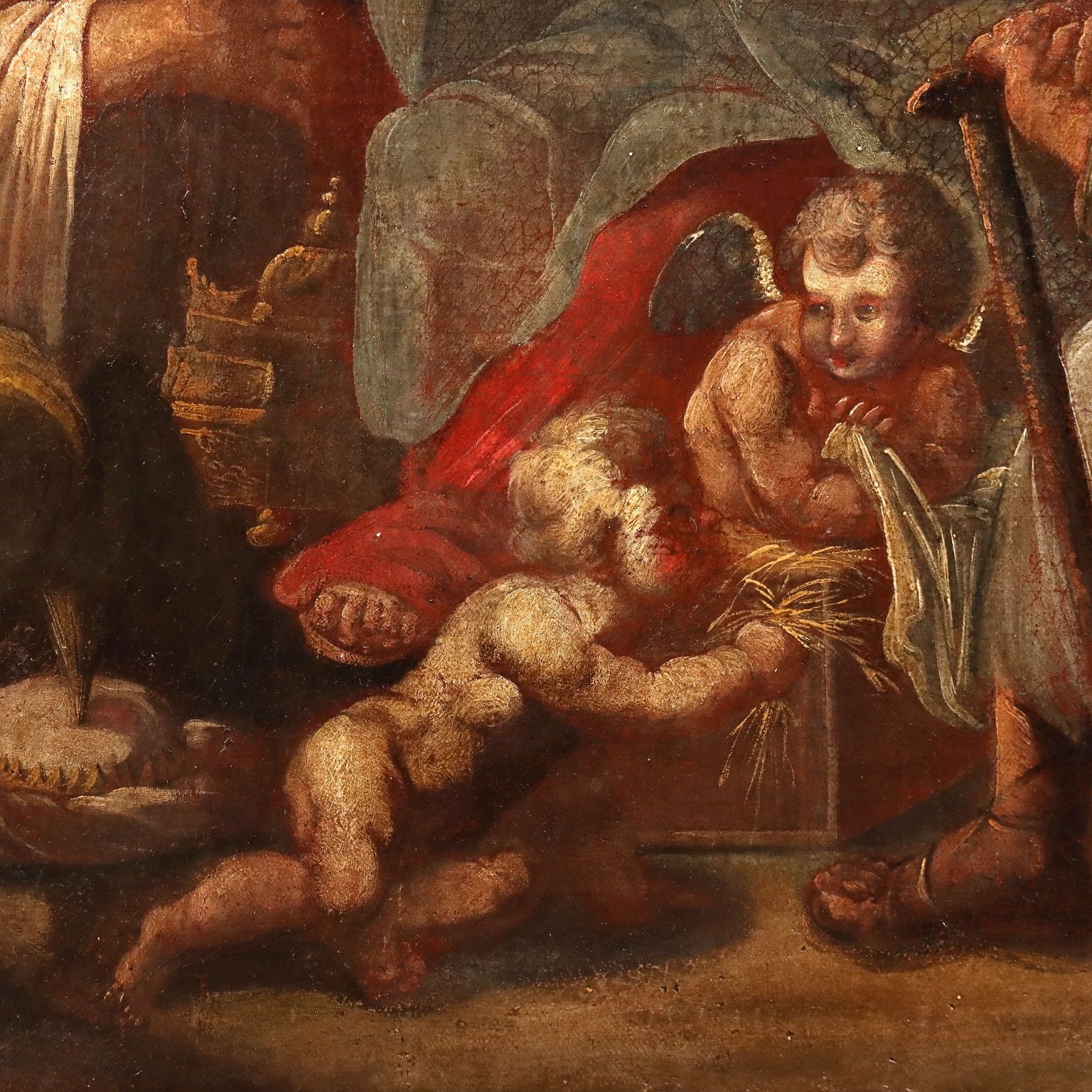 Antique Painting The Adoration Of The 3 Wise Men XVII Century photo vintage
