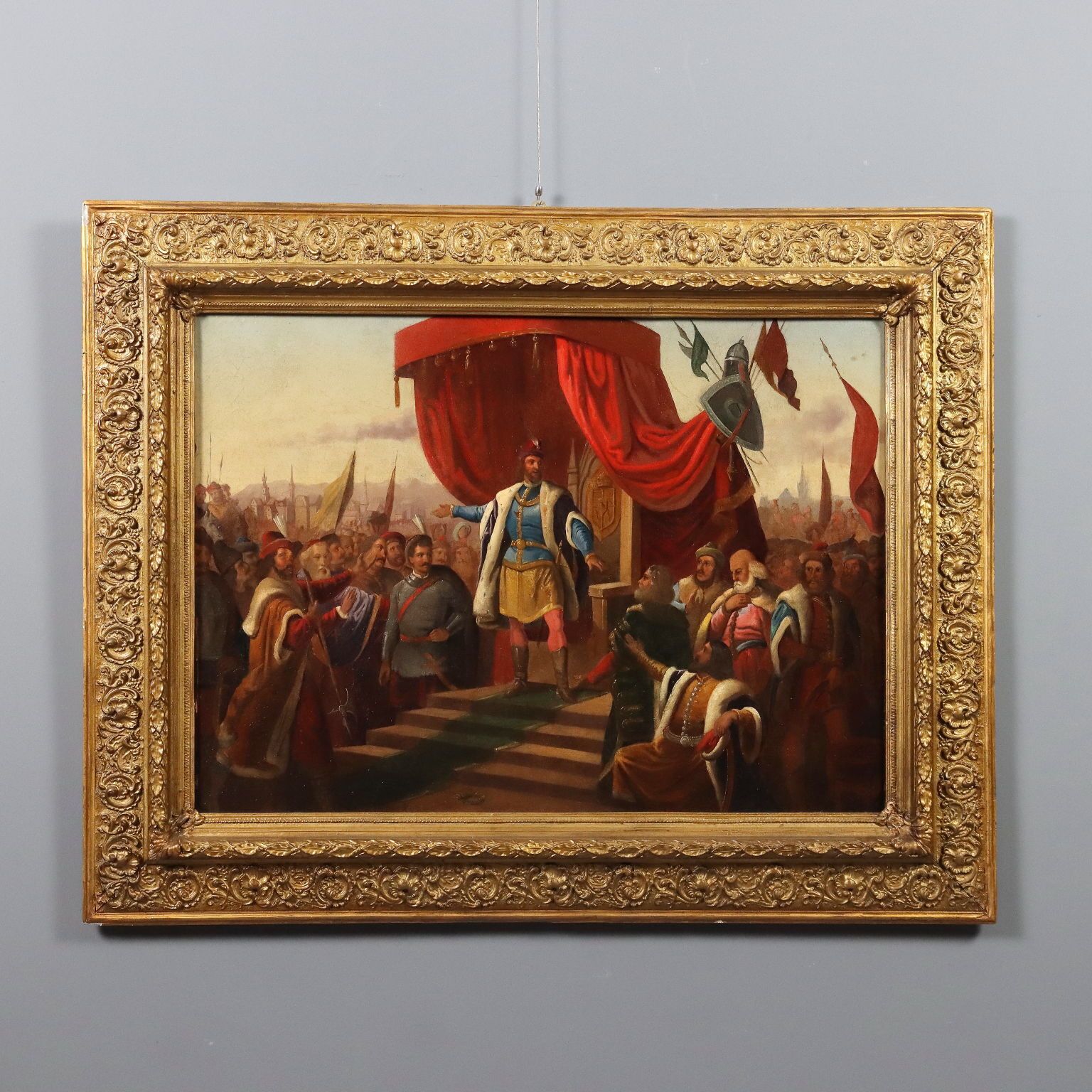 Antique Painting Historical Subject Oil On Canvas Europe XIX Century