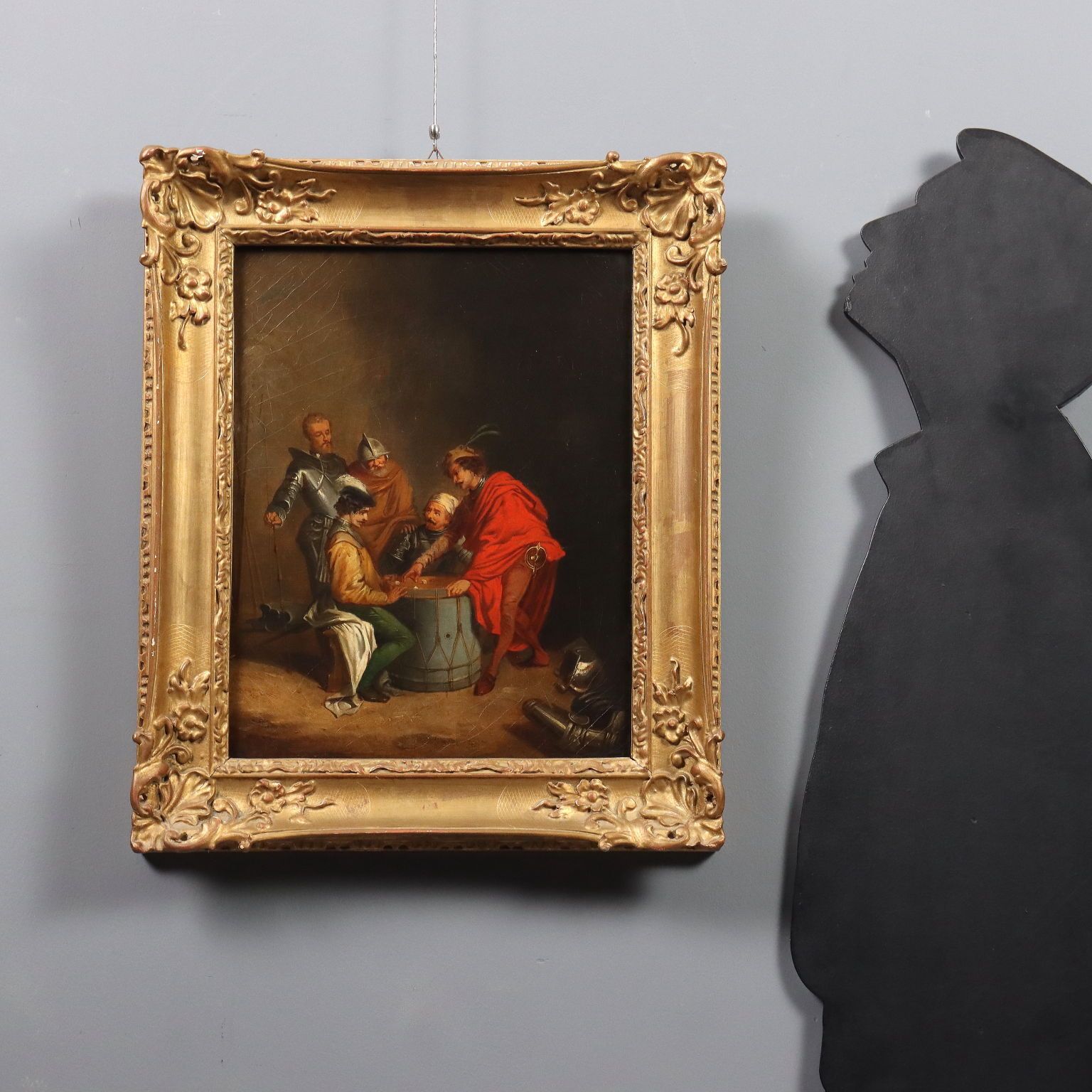 Antique Painting The Dice Players Oil On Canvas Europe XIX XX Century photo furniture