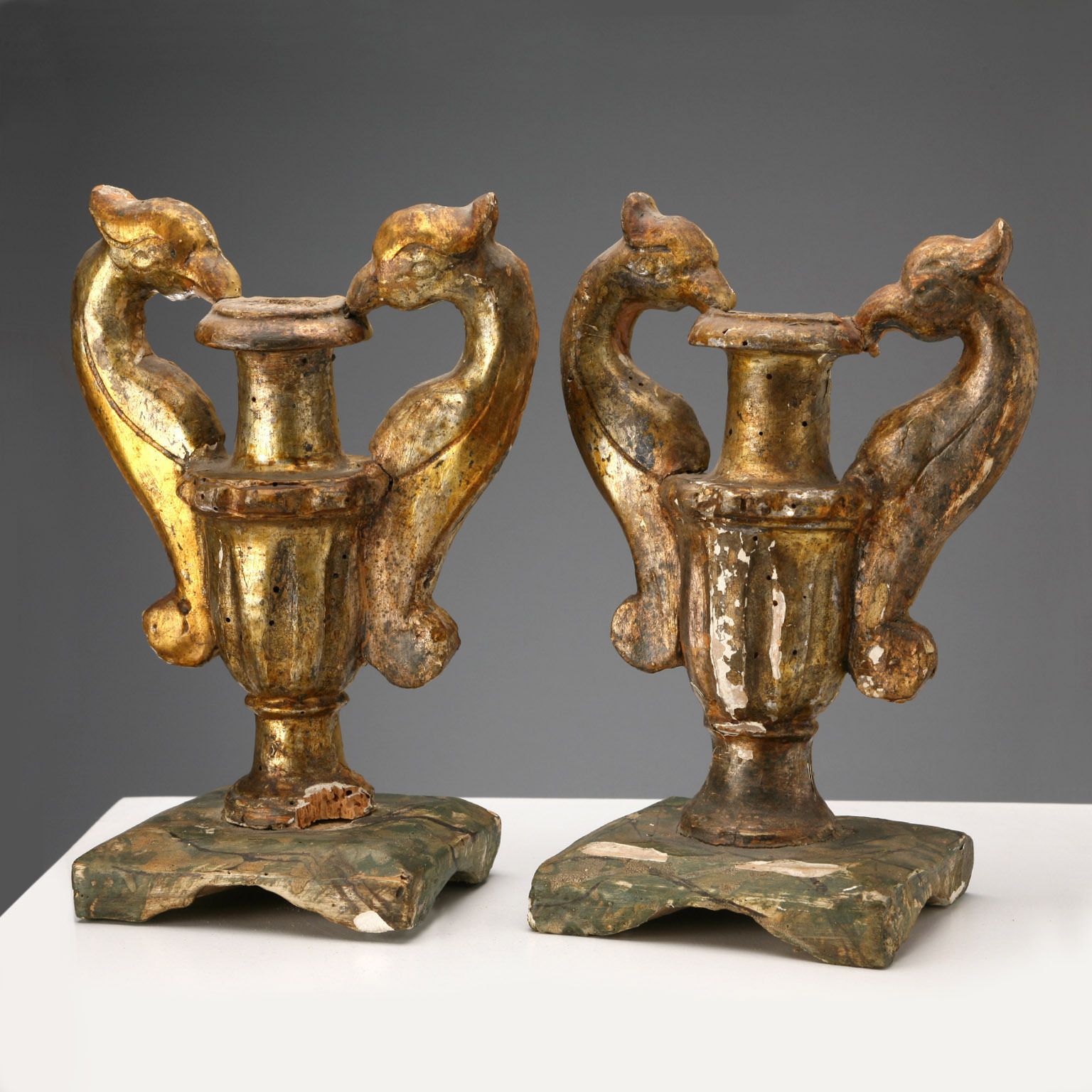Antique Vases Gilded Wood Lacquered Italy XIX Century photo 350.0
