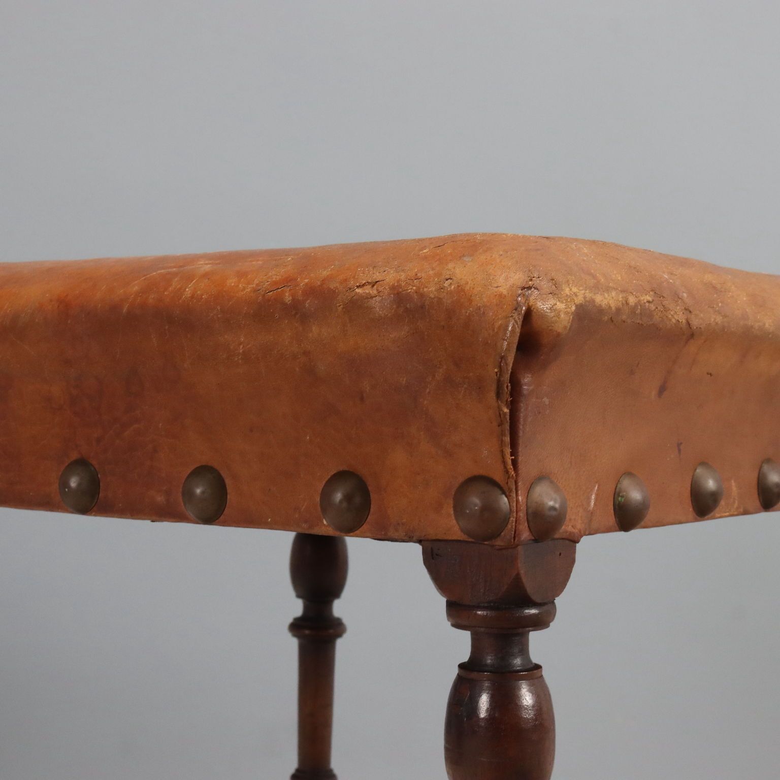 Stools Neo Baroque Walnut Leather Italy XIX Century photo Furniture
