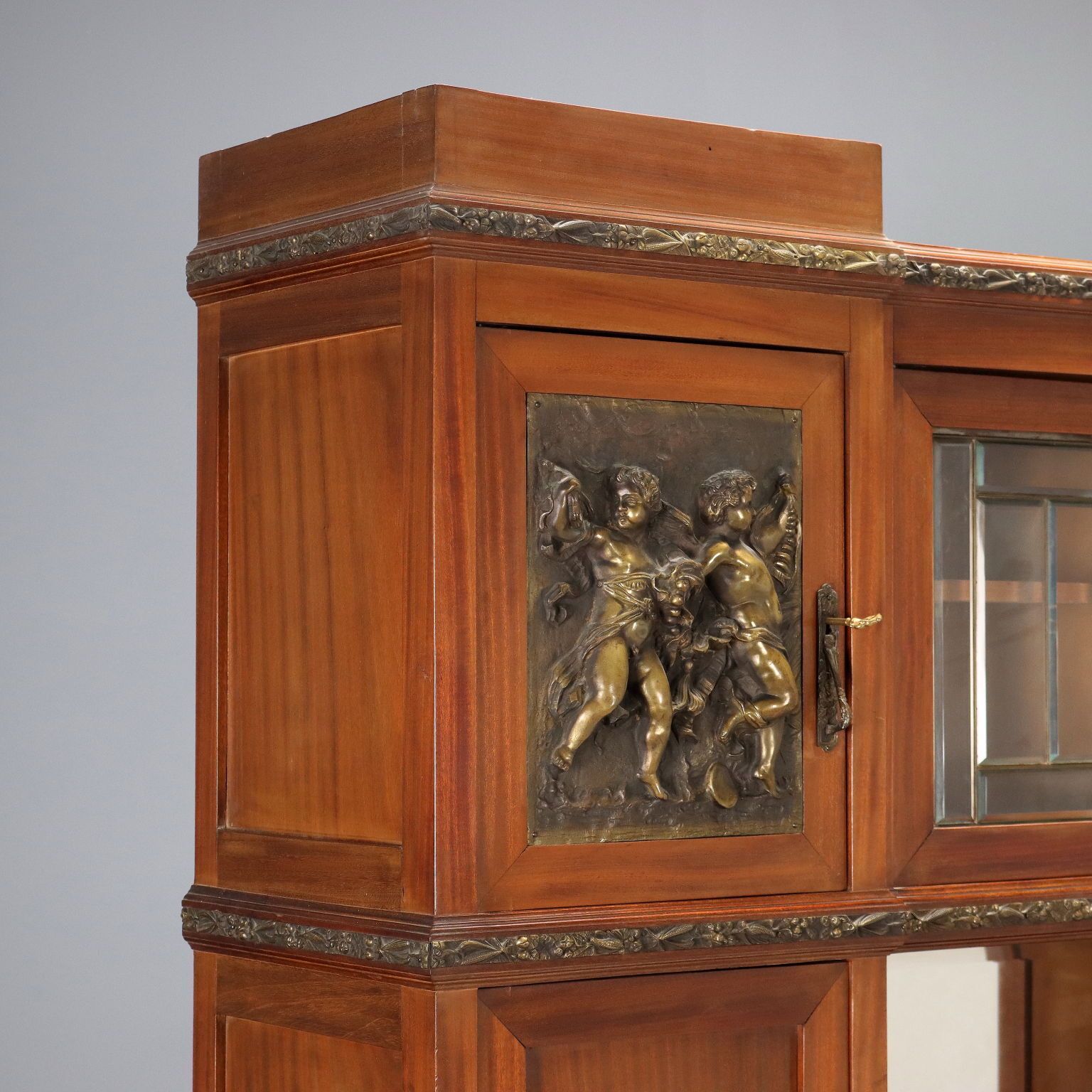 Cupboard Art Nouveau Mahogany Marble Italy XX Century photo vinterior