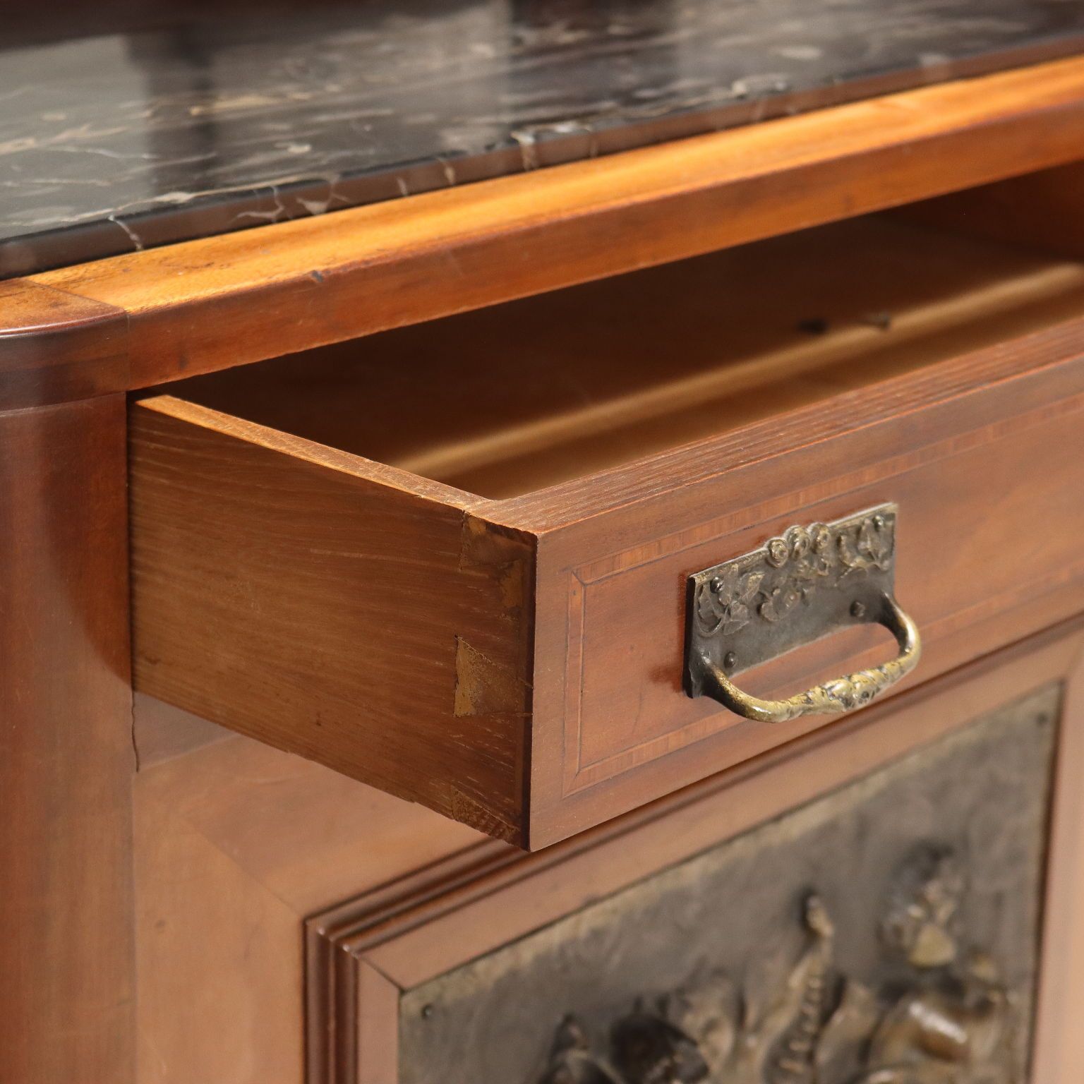 Furniture Cupboard Art Nouveau Mahogany Marble Italy XX Century photo