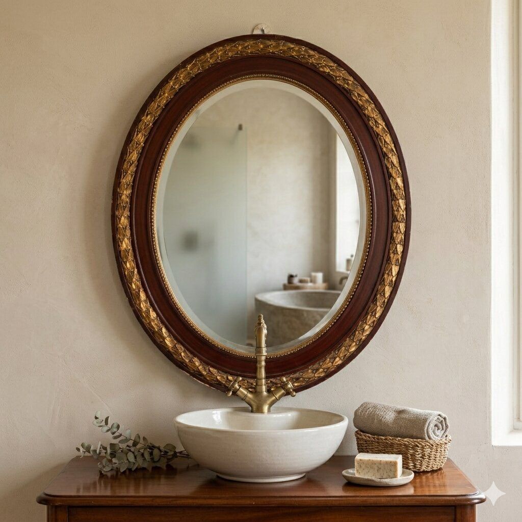 Miroir ovale en acajou photo furniture