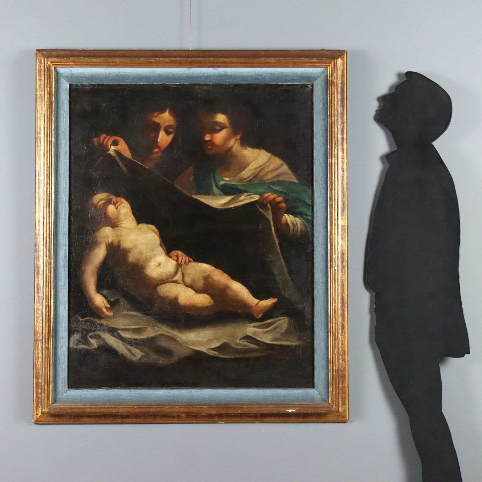 Antique Painting Adoration Of The Child Oil On Canvas XVII Century photo furniture