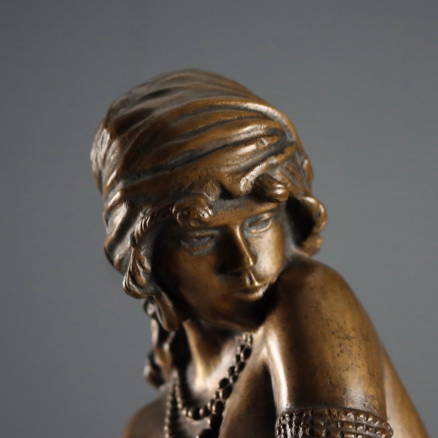 Modern Sculpture Slave Bronze Marble Base Italy Mid XX Century photo for sale