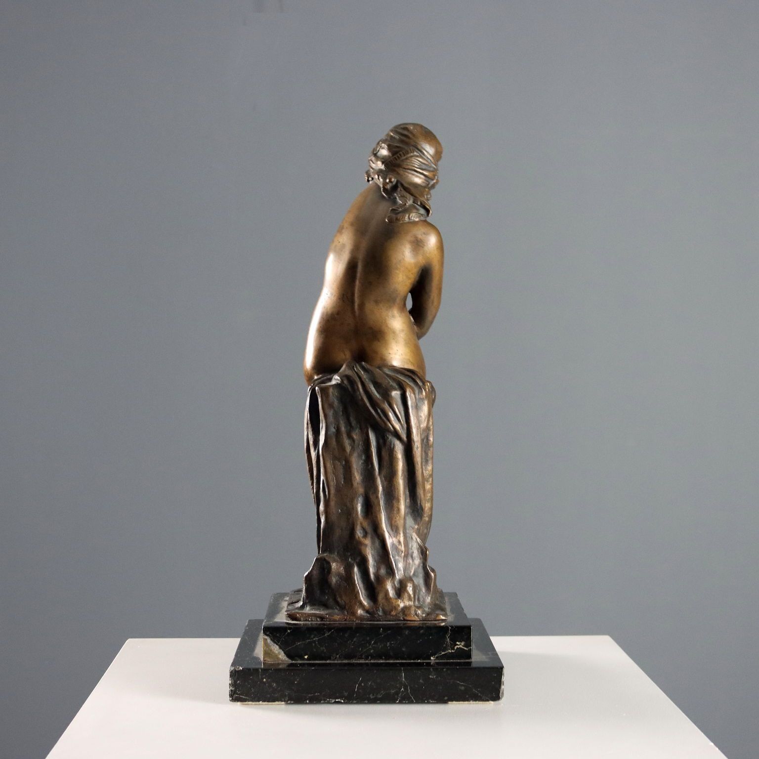 photo for sale Modern Sculpture Slave Bronze Marble Base Italy Mid XX Century