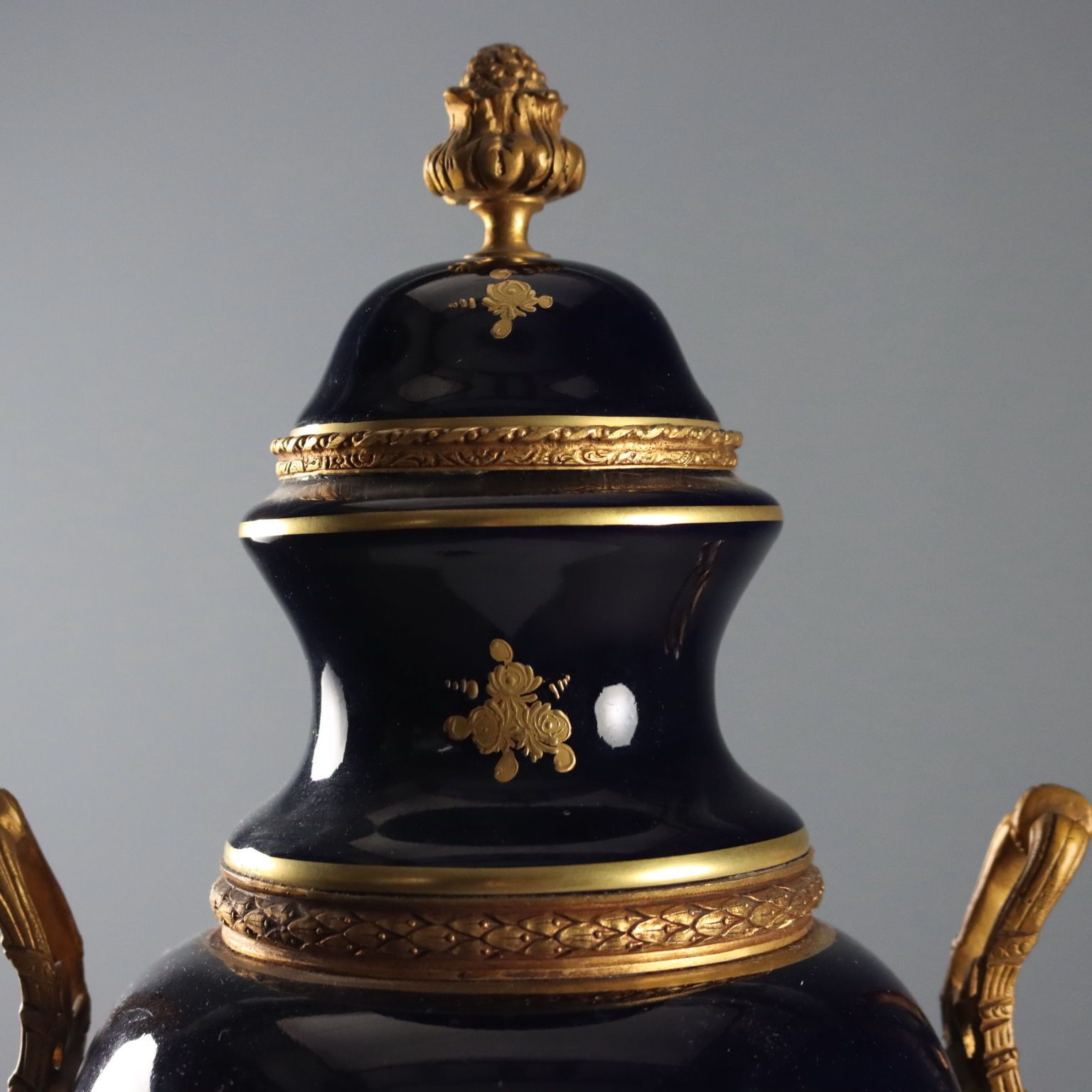Home Decor Antique Sèvres Porcelain Vase Gold Decorations France XX Century photo