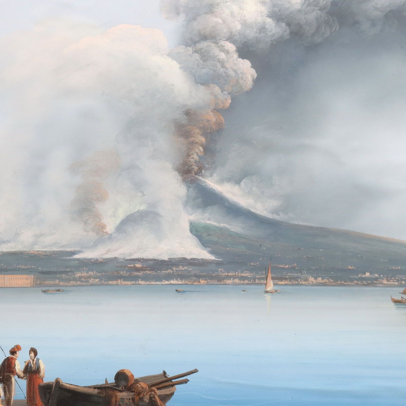 Modern Painting View From The Vesuvius Gouache On Cardboard '900 photo for sale