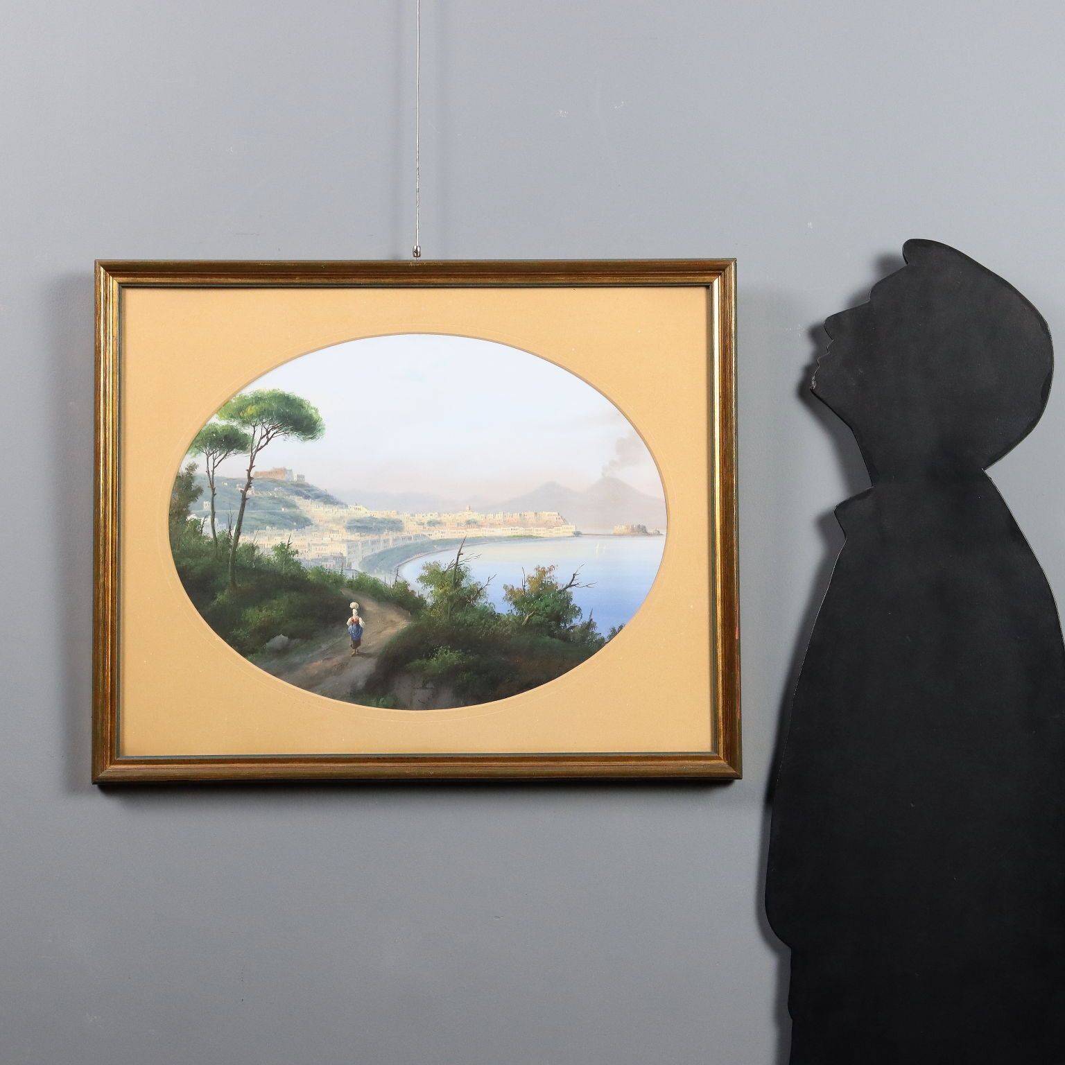 Modern Painting View Of Naples Gouache On Cardboard XX Century photo furniture