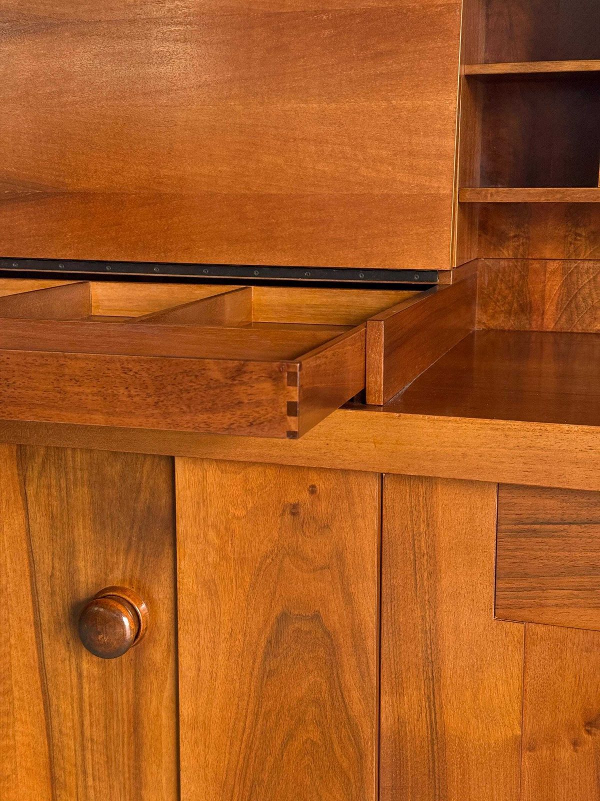 photo buy Large Vintage Geometric Sideboard In Walnut By Silvio Coppola For Bernini, Model ‘Pranzo 602’