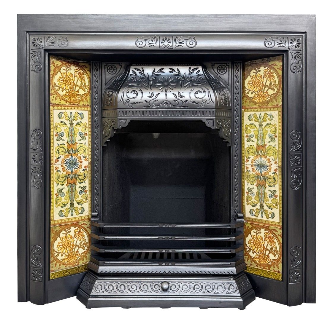 Fireplace Grate Victorian 19th Century Cast Iron Antique Reclaimed 1889 1893