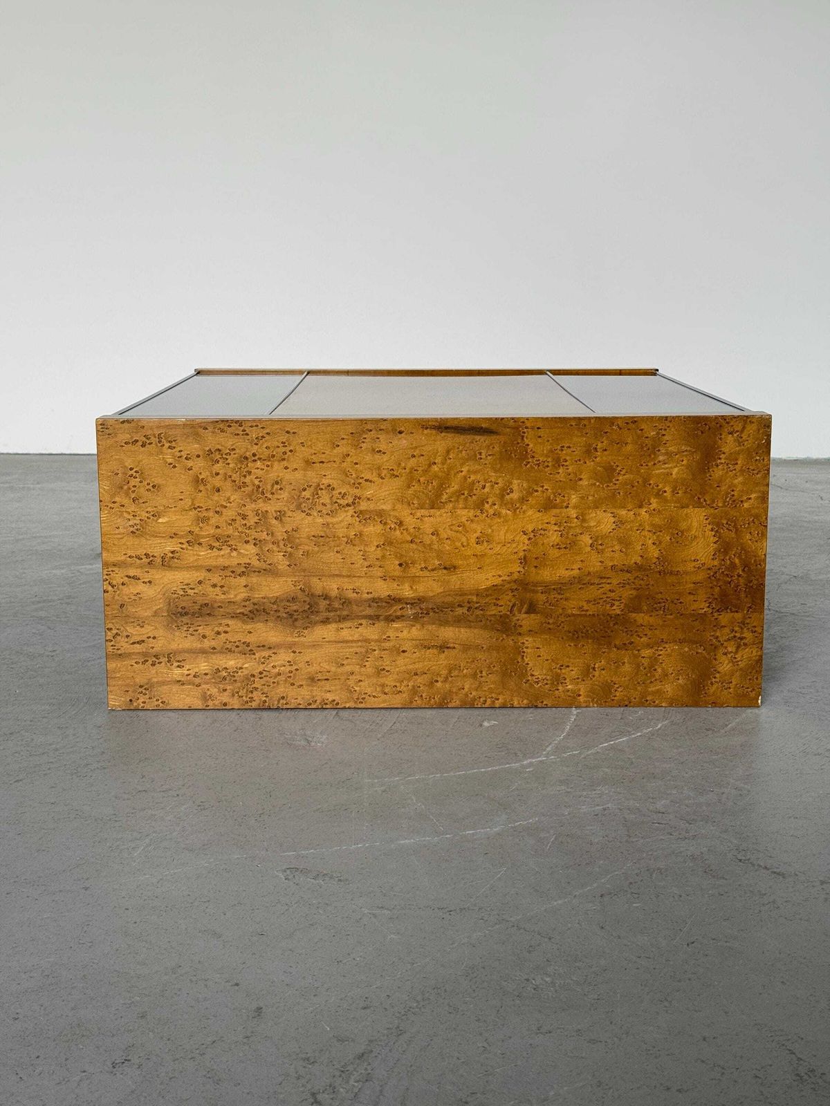 Italian Modernist Burlwood Mirrored Coffee Table, 1970s photo Furniture