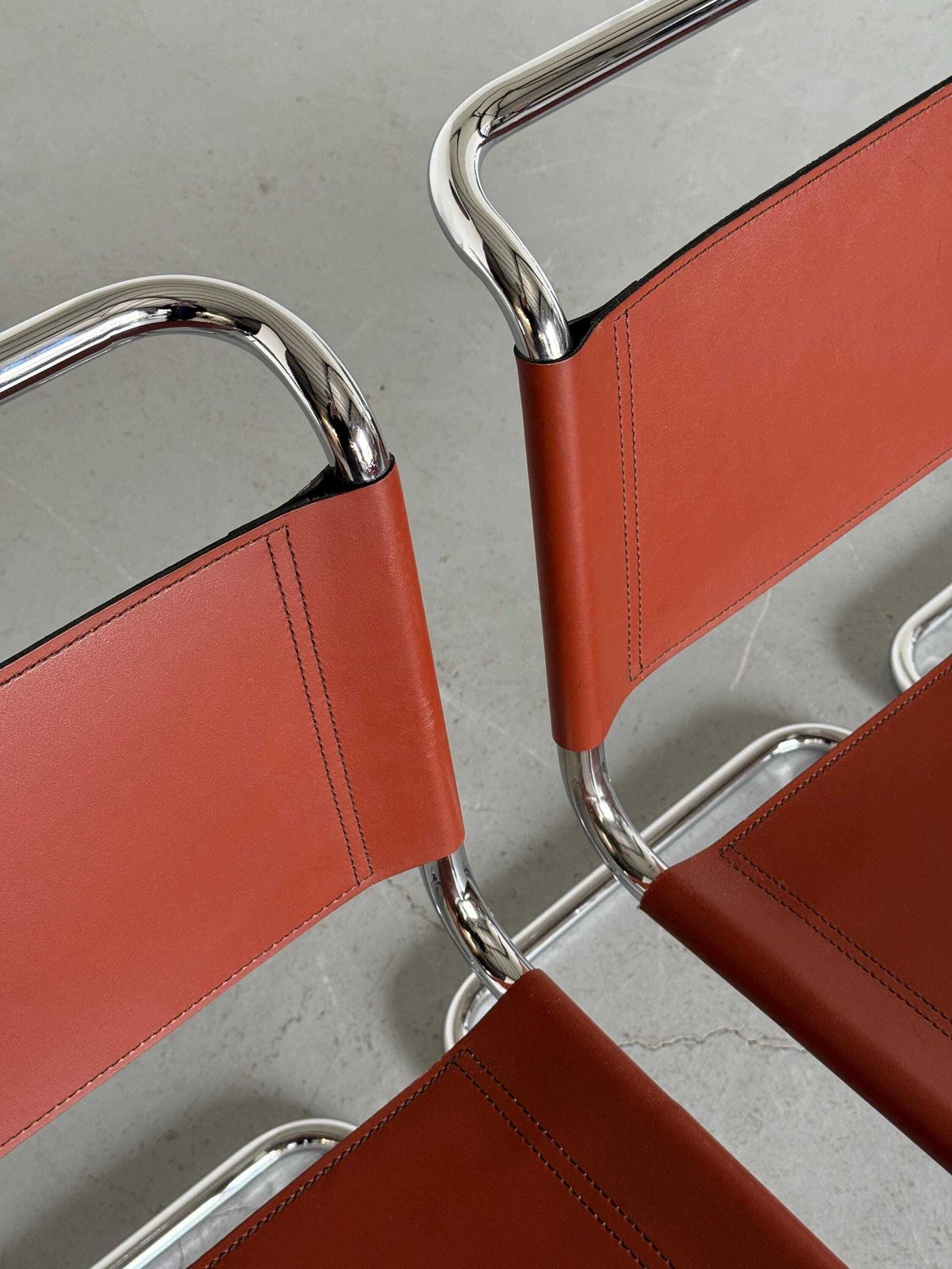 Mart Stam S33 Design Leather Cantilever Chairs By Fasem Italy, 1980s photo vintage