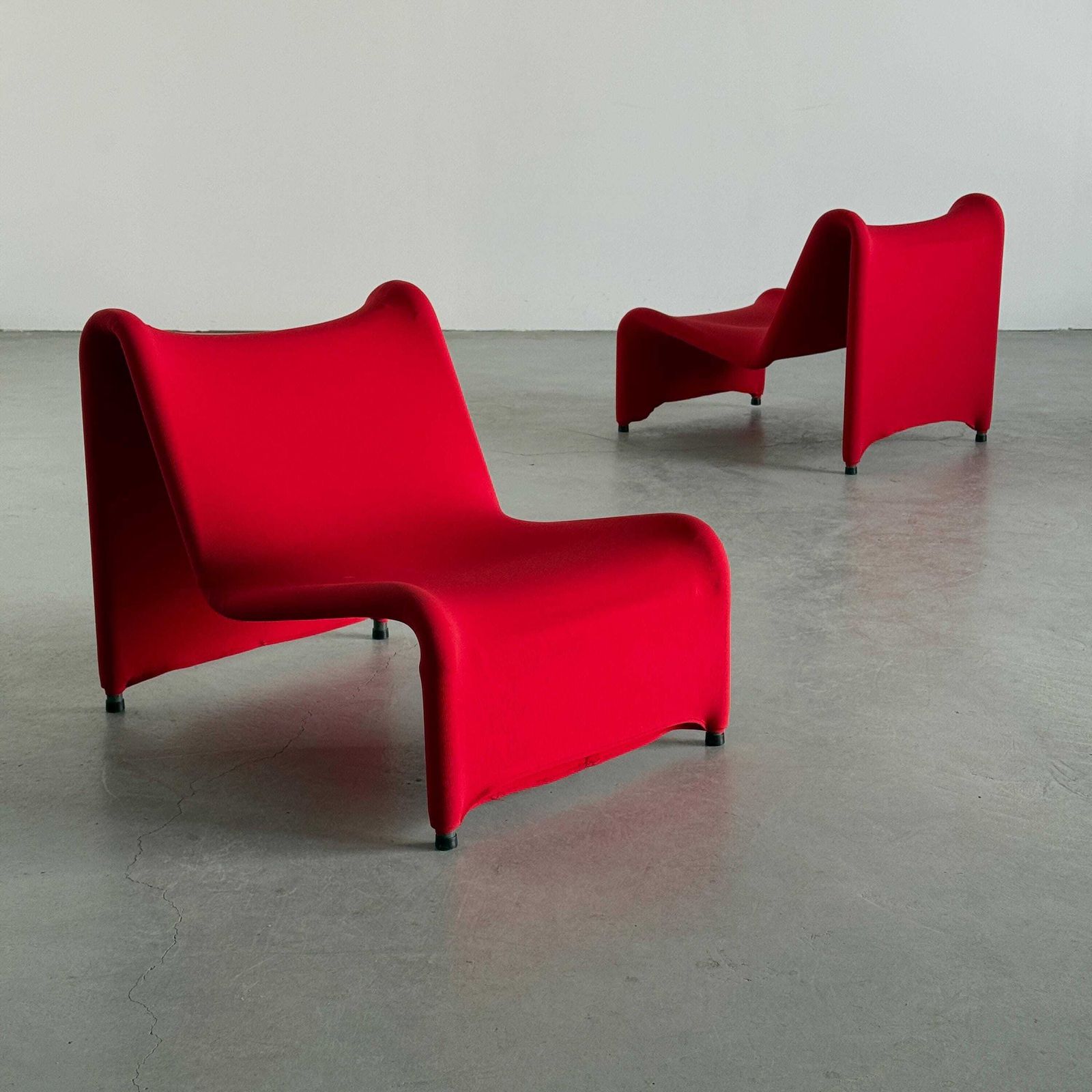 1 Of 2 Vintage Ikea årjäng Lounge Chairs In Red Upholstery, Postmodern Memphis Style, Sweden 2000s