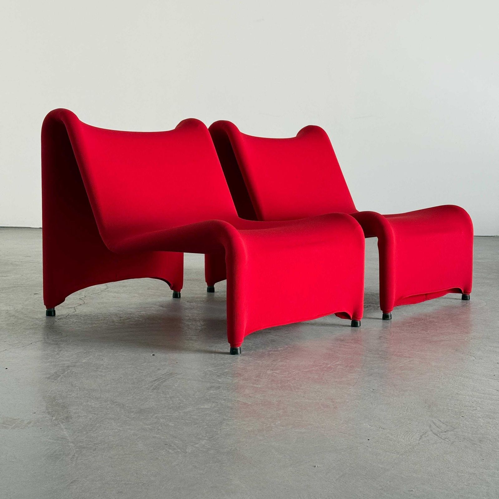 1 Of 2 Vintage Ikea årjäng Lounge Chairs In Red Upholstery, Postmodern Memphis Style, Sweden 2000s photo for sale