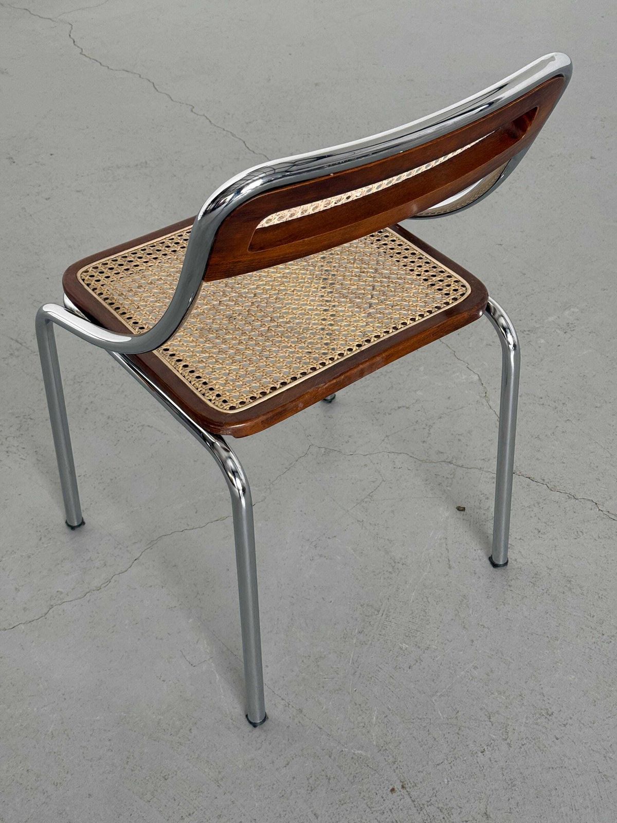 Dining Chair In Wood, Wickered Cane And Chrome, Mid Century Modern, 1970s Italy photo 303.0