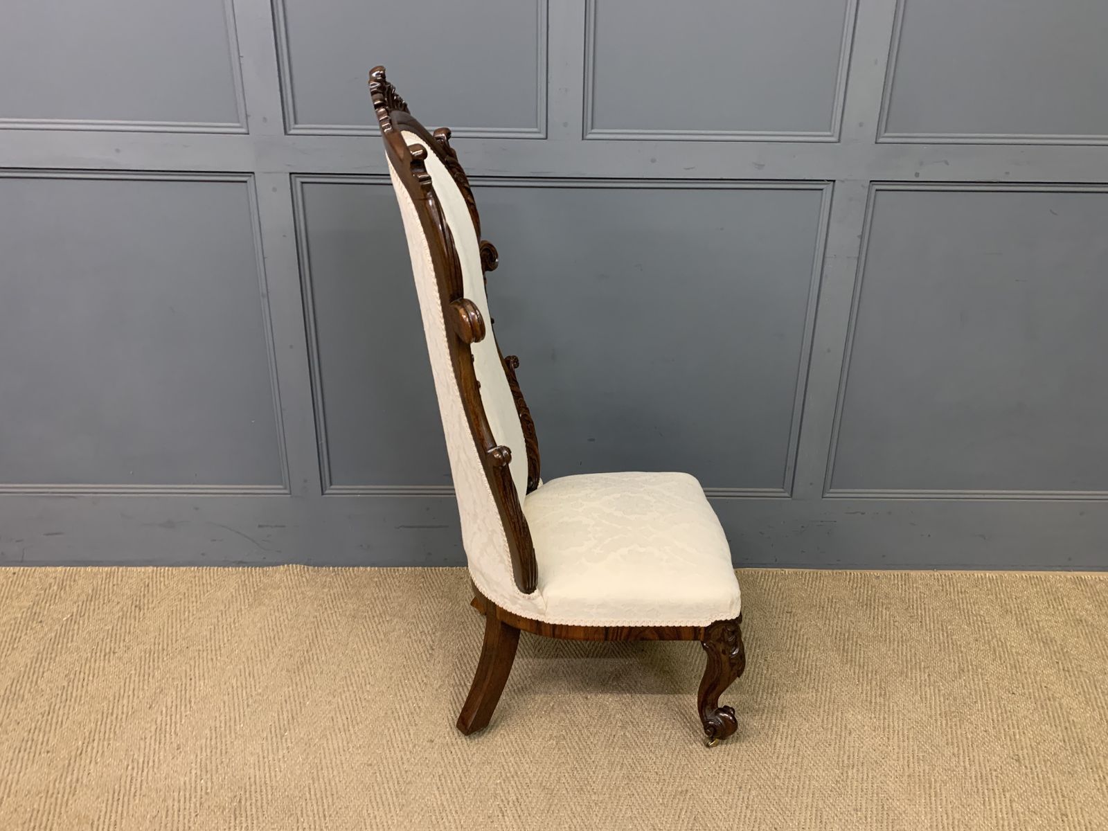 375.0 Victorian Rosewood Upholstered High Back Chair photo
