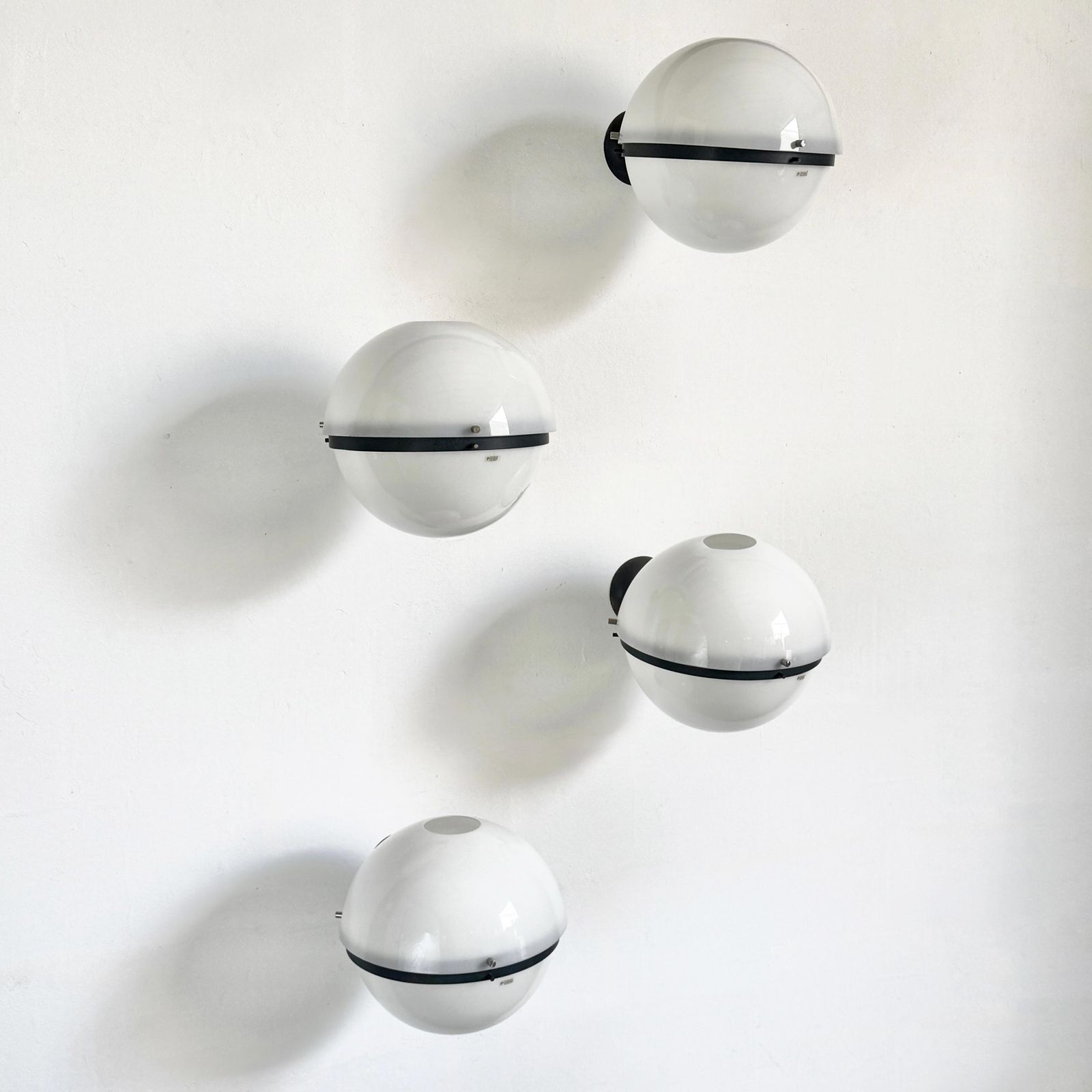 Set Of 4 Italian Space Age Globe Wall Lamps By Harvey Guzzini, 1960s photo for sale