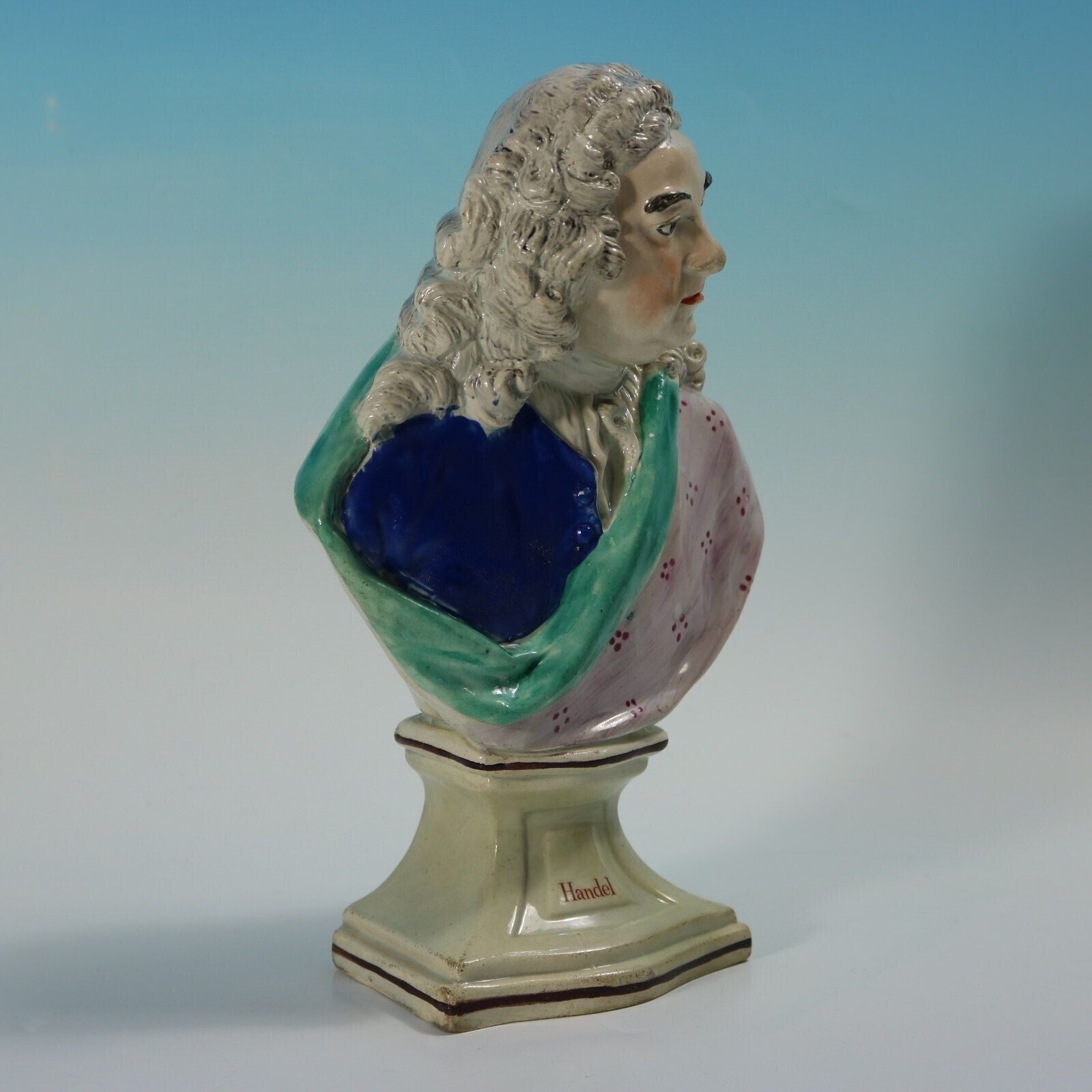 Staffordshire Pearlware Bust Of The Composer Handel photo vintage