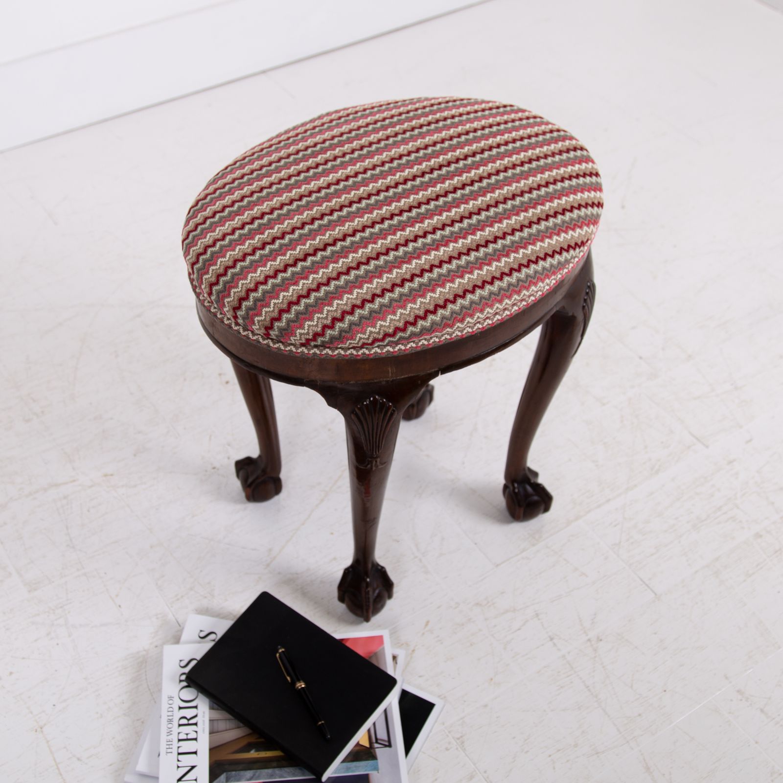 A Most Attractive English Oval Ball And Claw Stool C1920 photo for sale