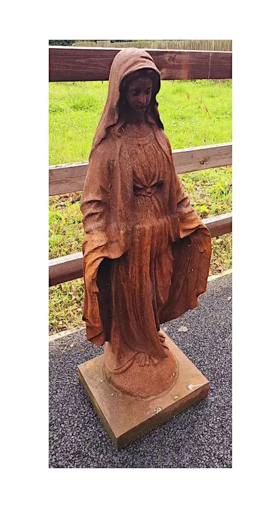 A Very Fine Cast Iron Figurative Garden Sculpture Of The Madonna photo for sale
