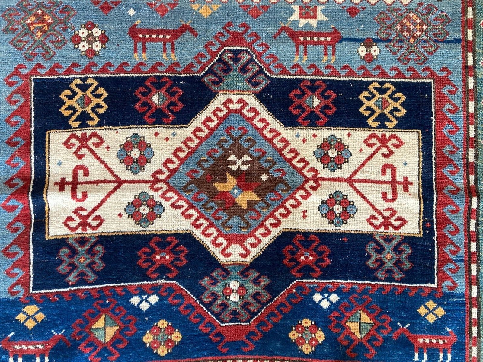 4900.0 Antique Caucasian Kazak Rug 2.43m X 1.62m photo