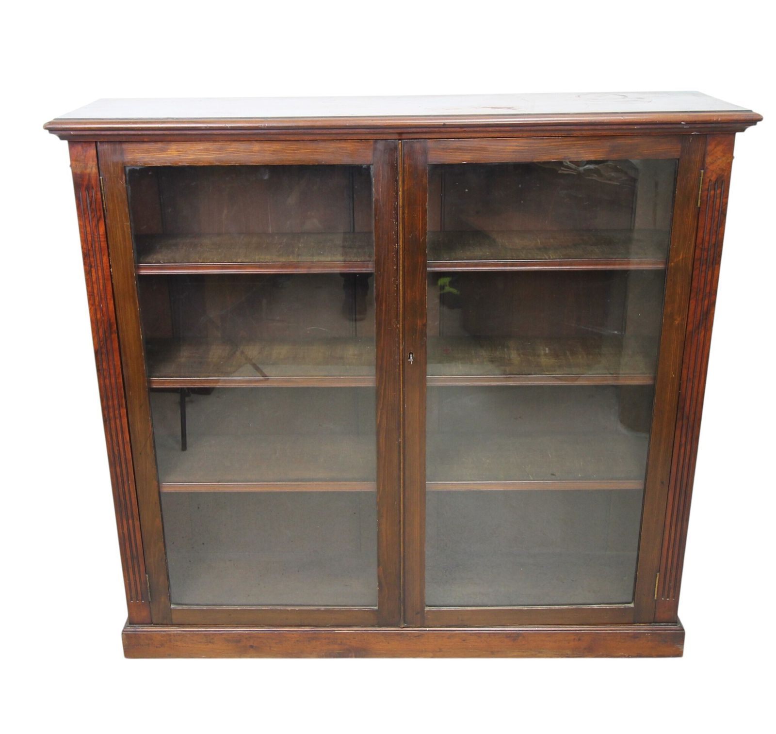 Antique Glass Front Bookcase, Medium Height, Adjustable Shelves, Lockable photo vintage