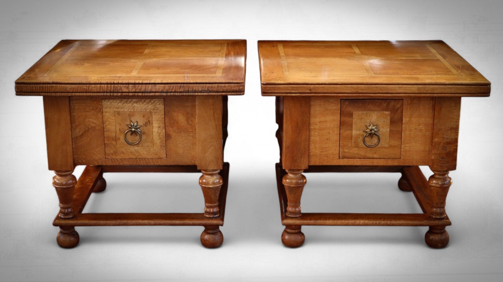 Stunning Pair Barker And Stonehouse Flagstone Bedside Tables Side Tables Wood 🚚 photo furniture