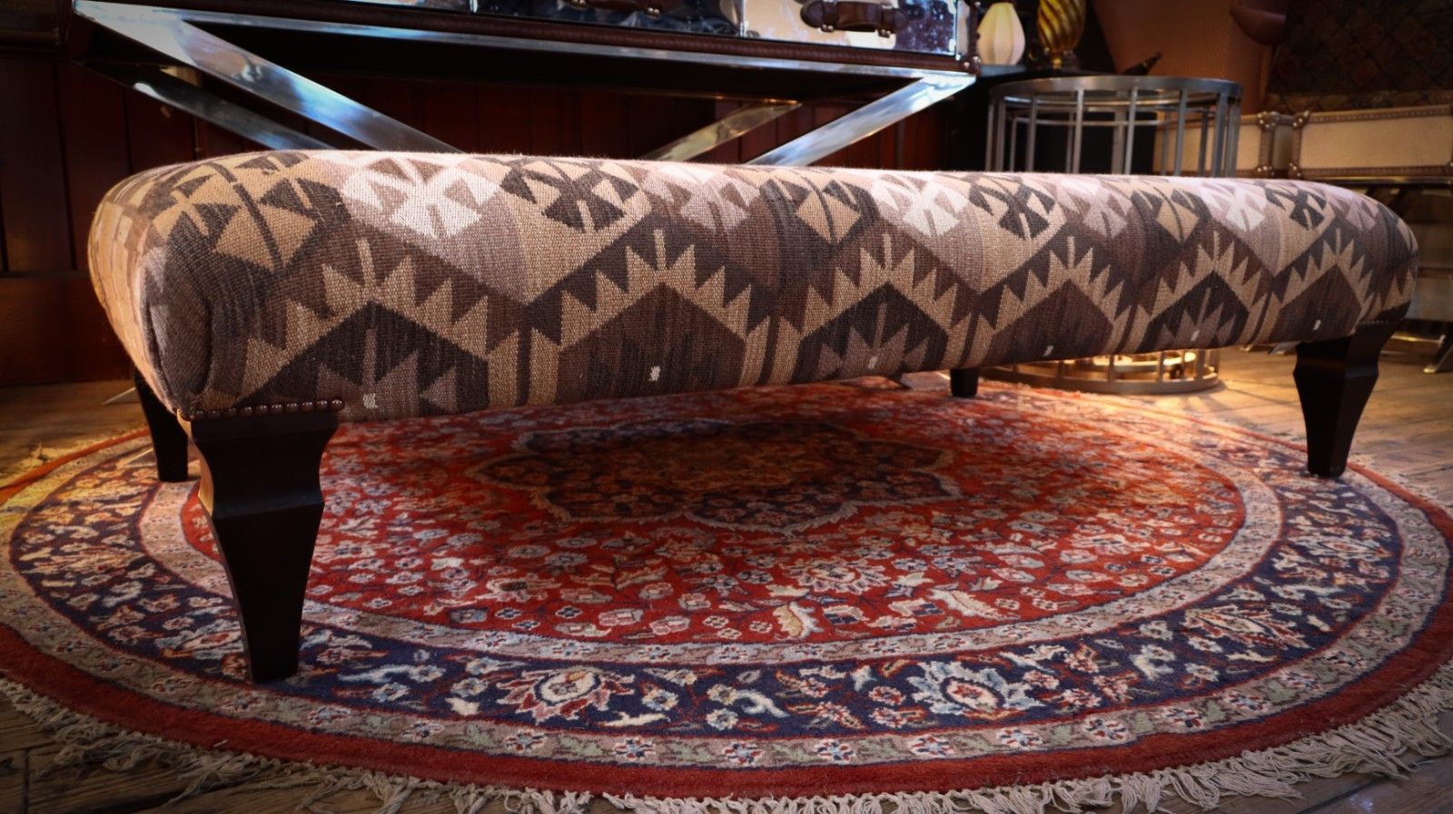 Stunning John Sankey Intended Large Footstool Ottoman Coffee Kilim Brown 🚚 photo buy