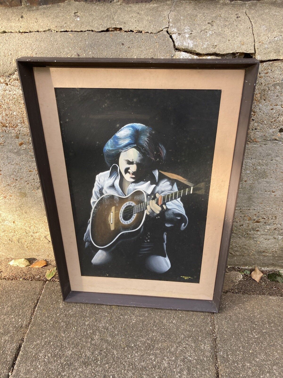 Neil Diamond Memorabilia Oil Painting Framed Portrait Mid Century Dated 1977