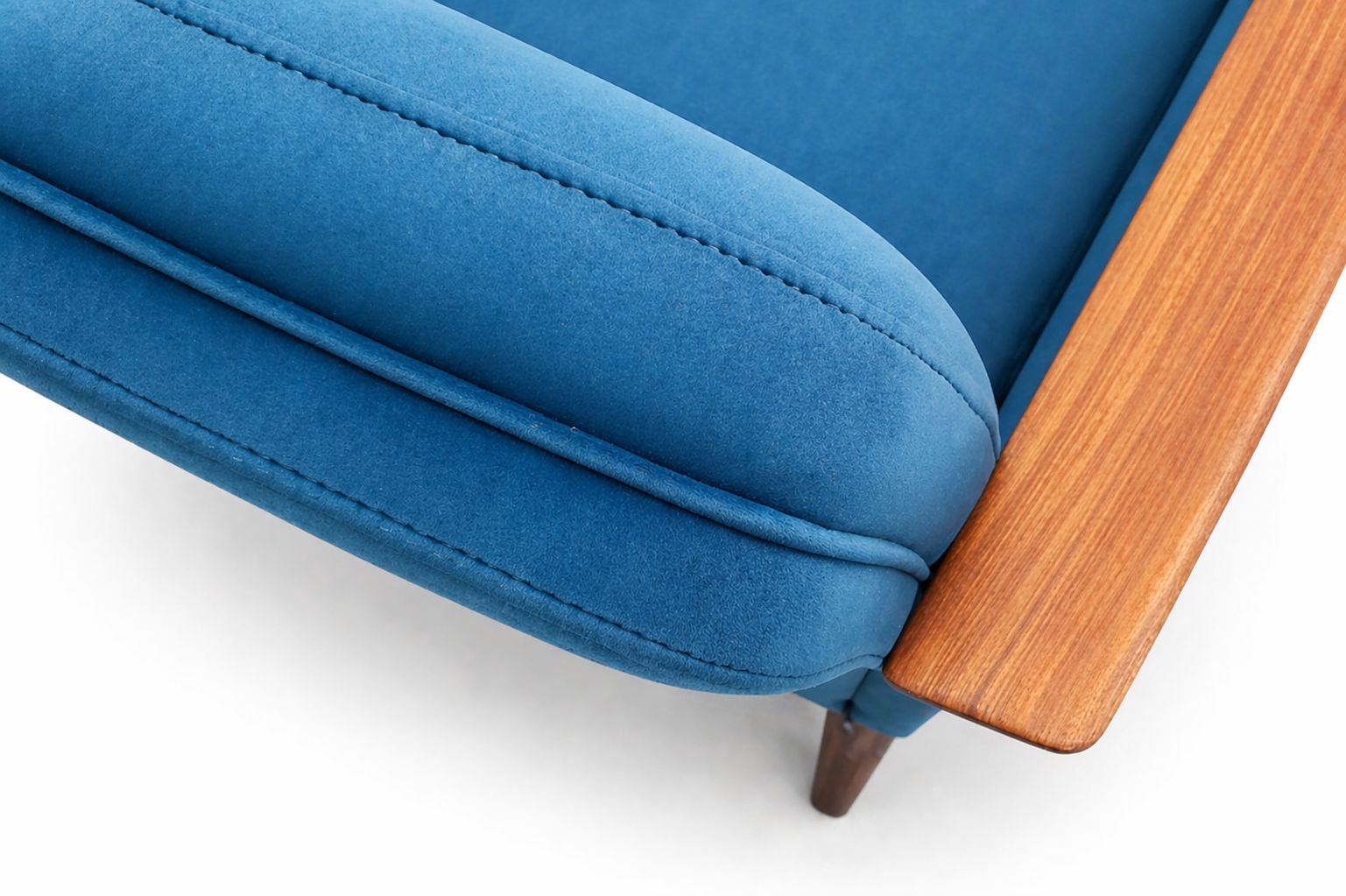 1960 Mid Century Danish Teak Loungers In Teal Velvet photo for sale