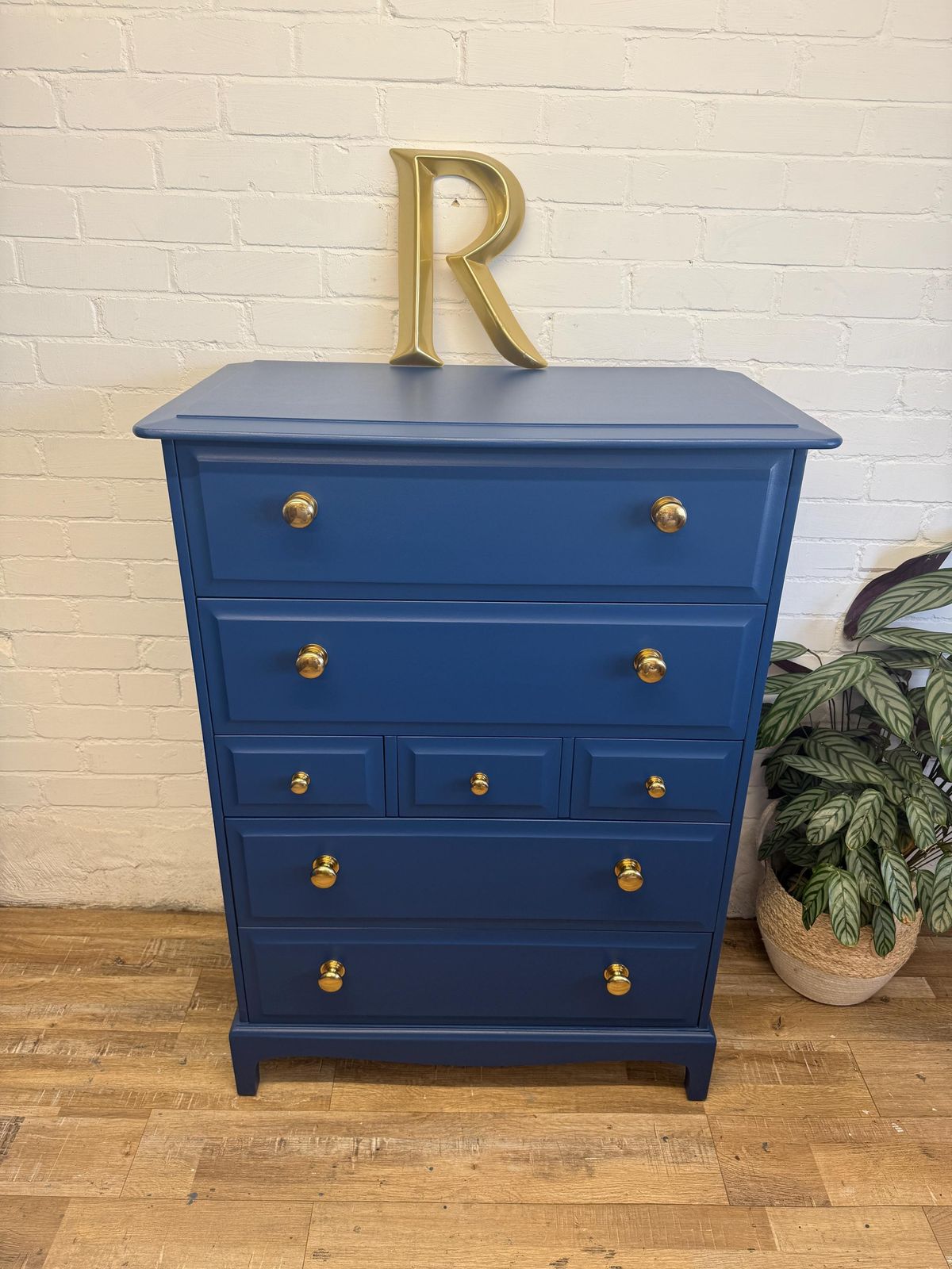 Stag Minstrel 7 Drawer Tallboy In Symphony Blue By Benjamin Moore photo furniture