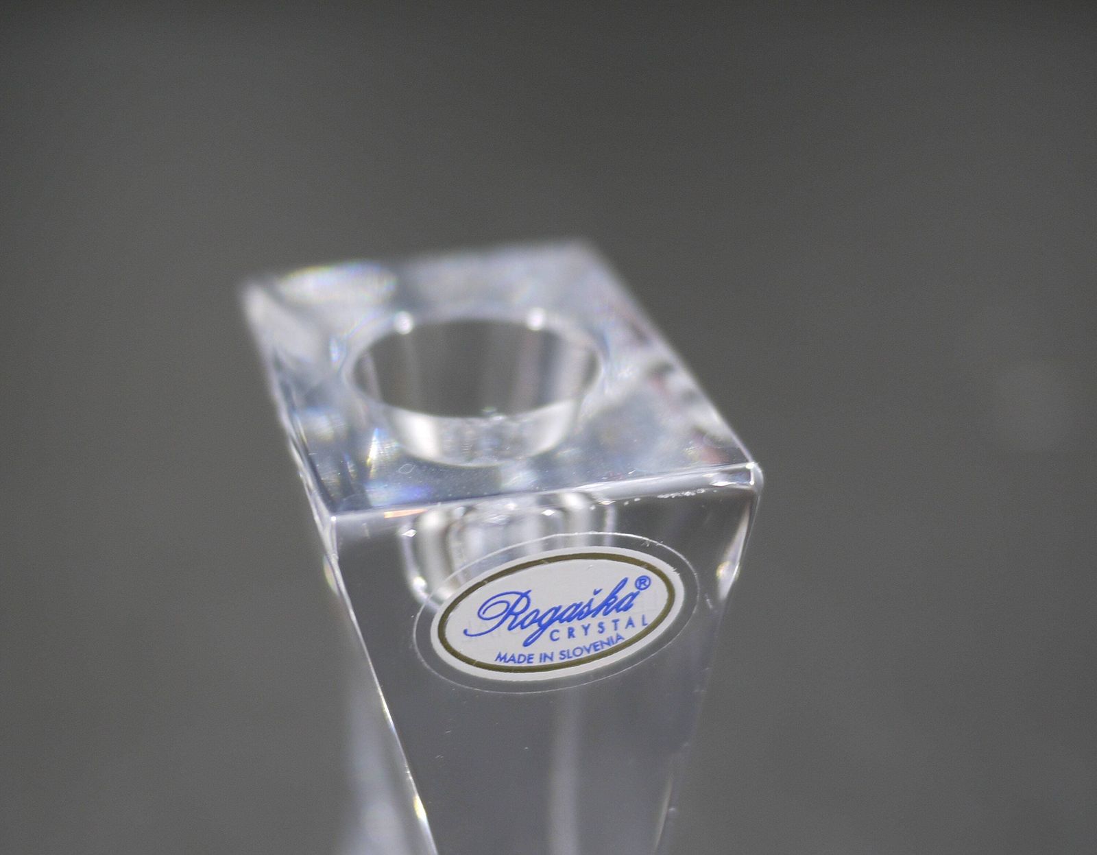 Vintage Rogaska Crystal Glass Candlestick Holder, Minimalist Design photo 54.0