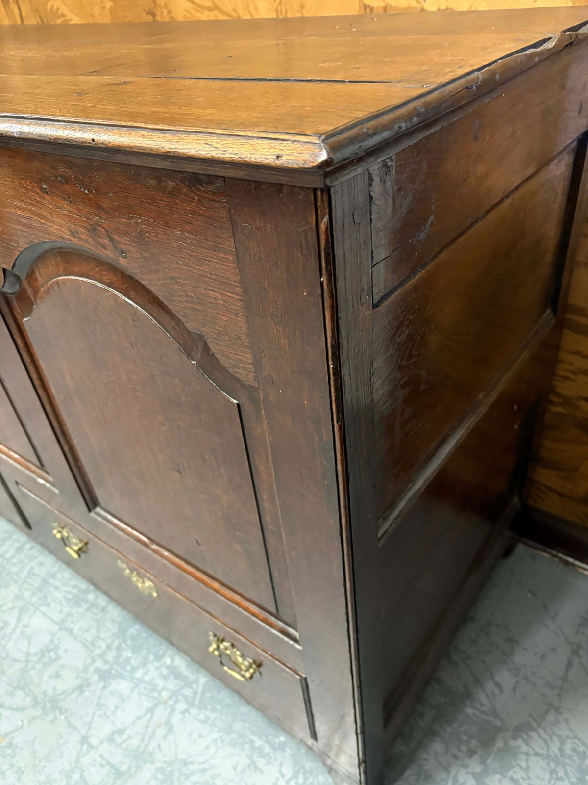 Large Antique 18thc Country House Paneled Oak Mule Chest photo 545.0