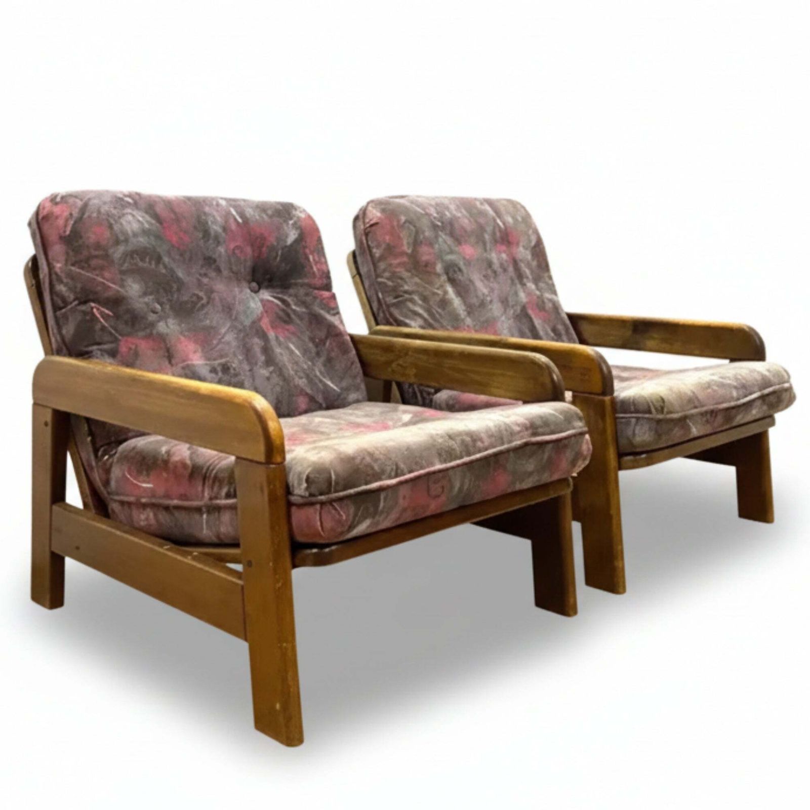 photo furniture Retro Armchairs, Wooden Frame, 1970s, Central Europe