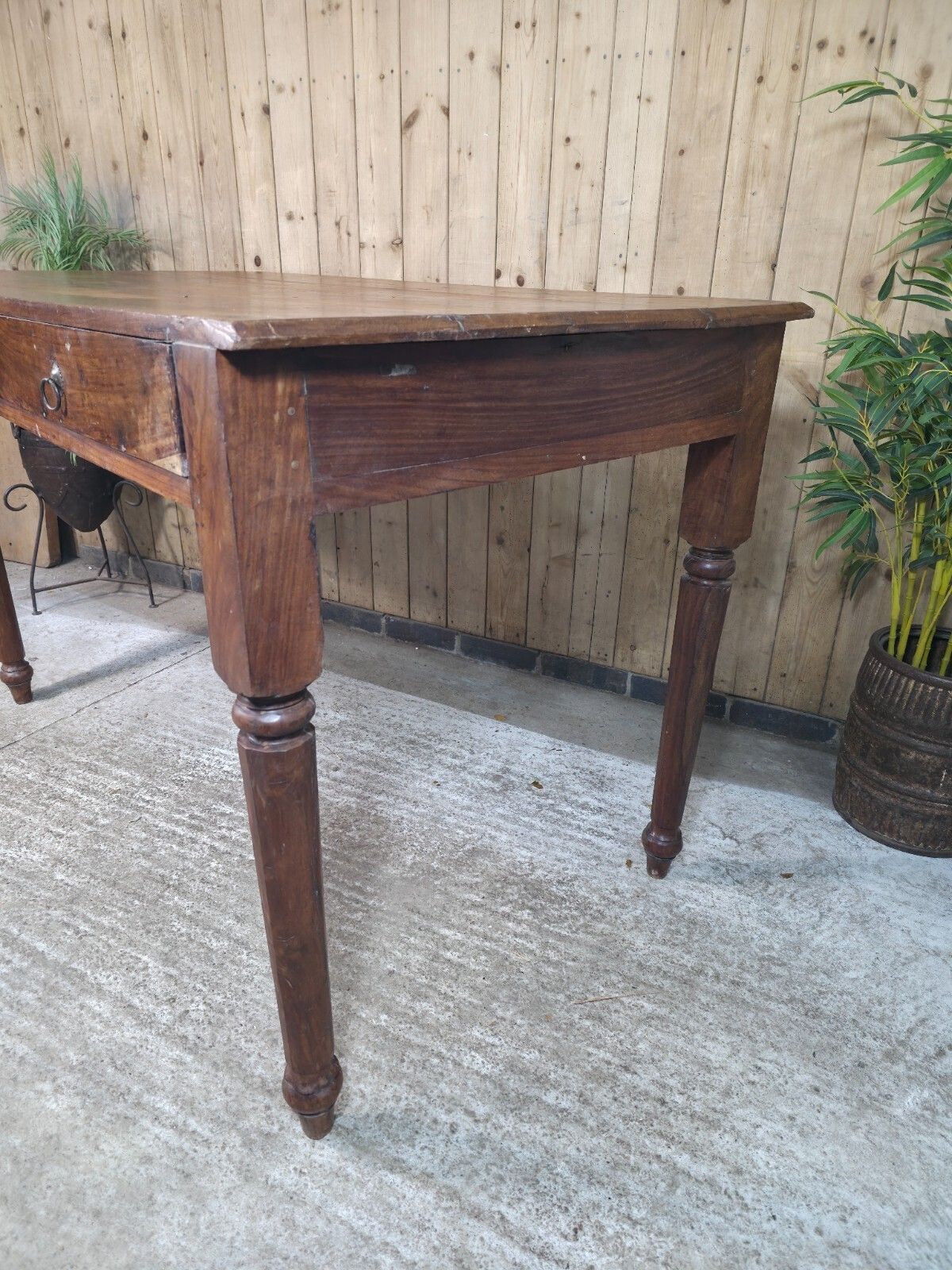 Vintage Antique Colonial Indian Hardwood Wooden Dining Table Kitchen Island photo vintage