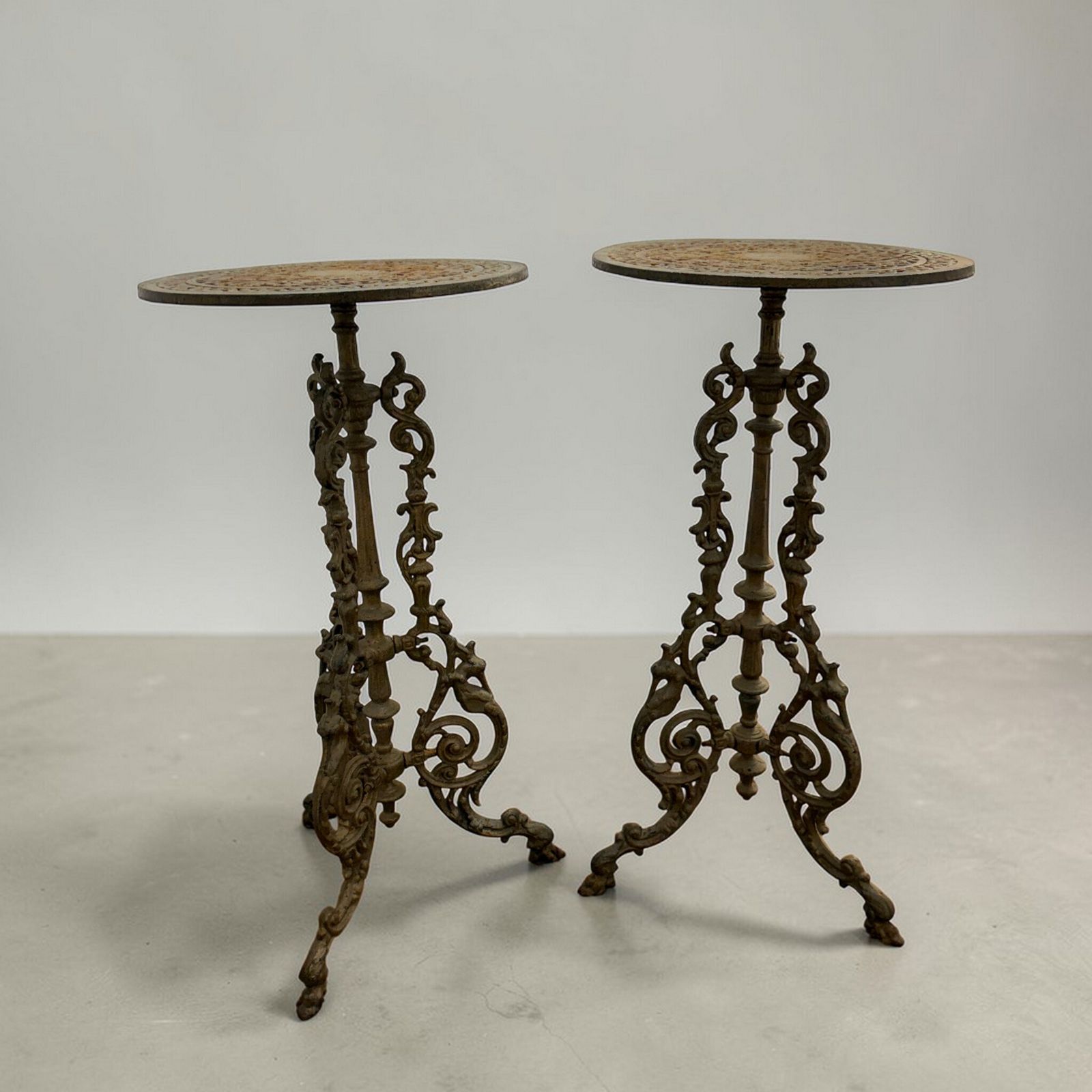 Pair Of Victorian Cast Iron Garden Tables