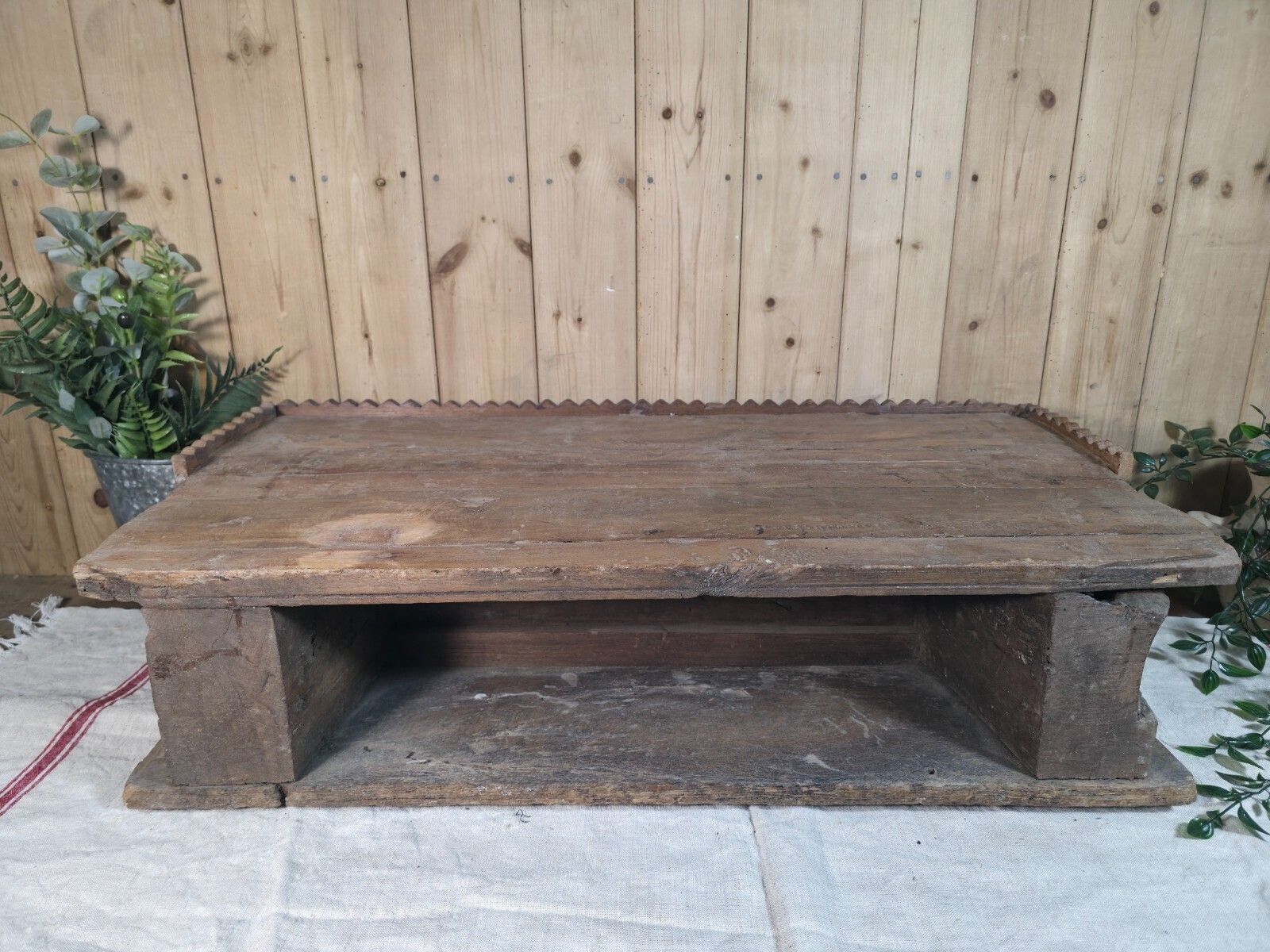 Antique Indian Carved Wooden Architectural Wall Shelf Plinth photo vintage